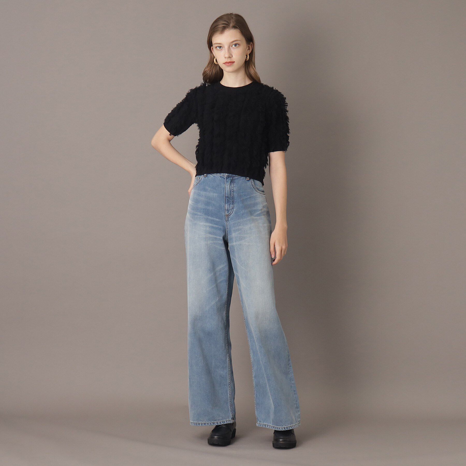 DRESSTERIOR「【前後2WAY/洗える】半袖フリンジニット」|ニット・セーター|