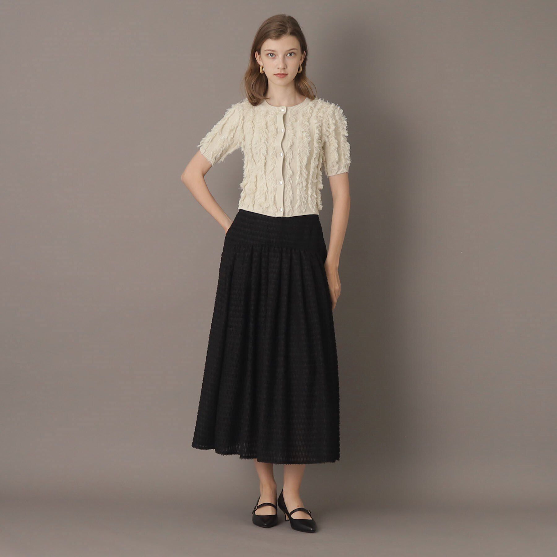 DRESSTERIOR「【前後2WAY/洗える】半袖フリンジニット」|ニット・セーター|