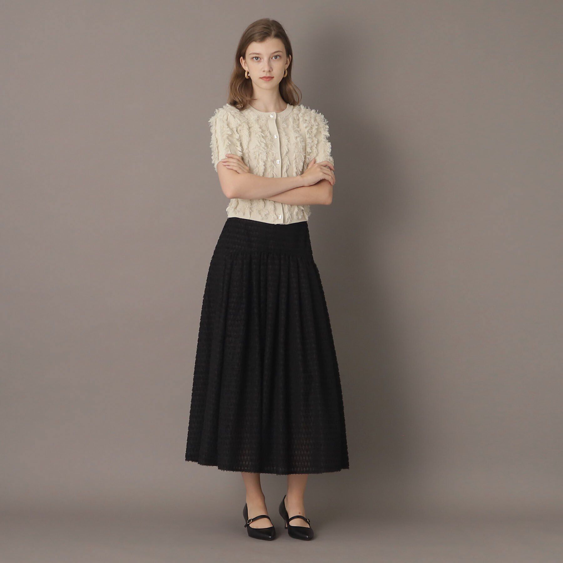 DRESSTERIOR「【前後2WAY/洗える】半袖フリンジニット」|ニット・セーター|