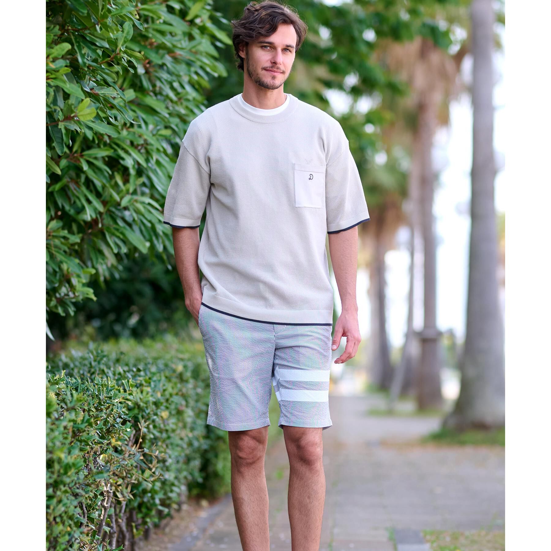 DRESSTERIOR「【セットアップ可/吸湿速乾】COOLMAX シアサッカー 2ラインショートパンツ」|その他|