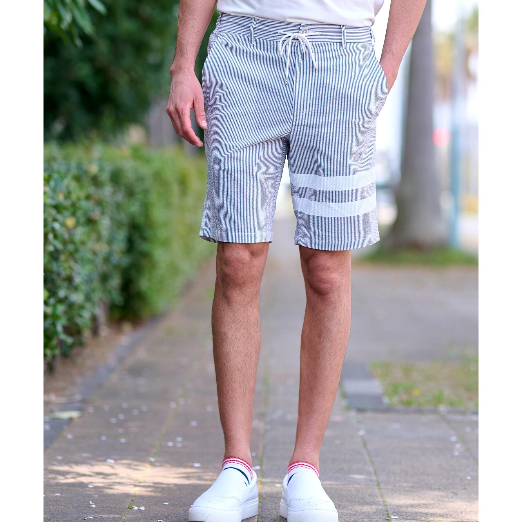 DRESSTERIOR「【セットアップ可/吸湿速乾】COOLMAX シアサッカー 2ラインショートパンツ」|その他|