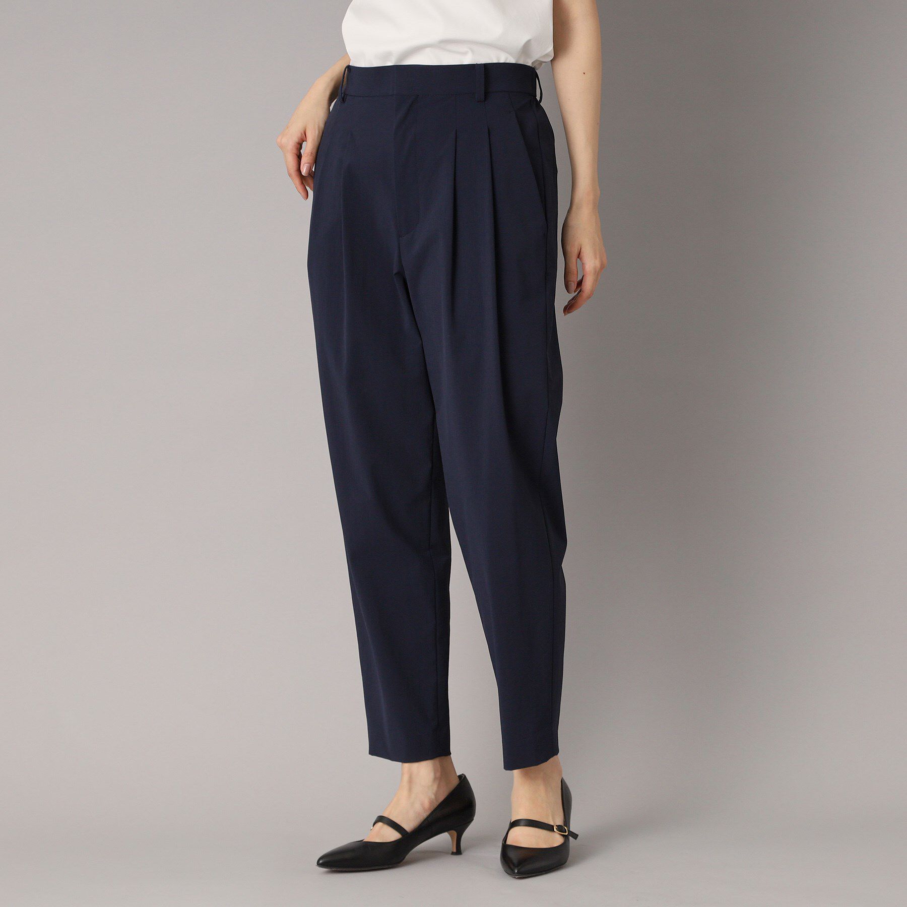 DRESSTERIOR「【再登場/後ろウエストゴム】タックナイロンテーパードパンツ」|その他|ネイビー(094)