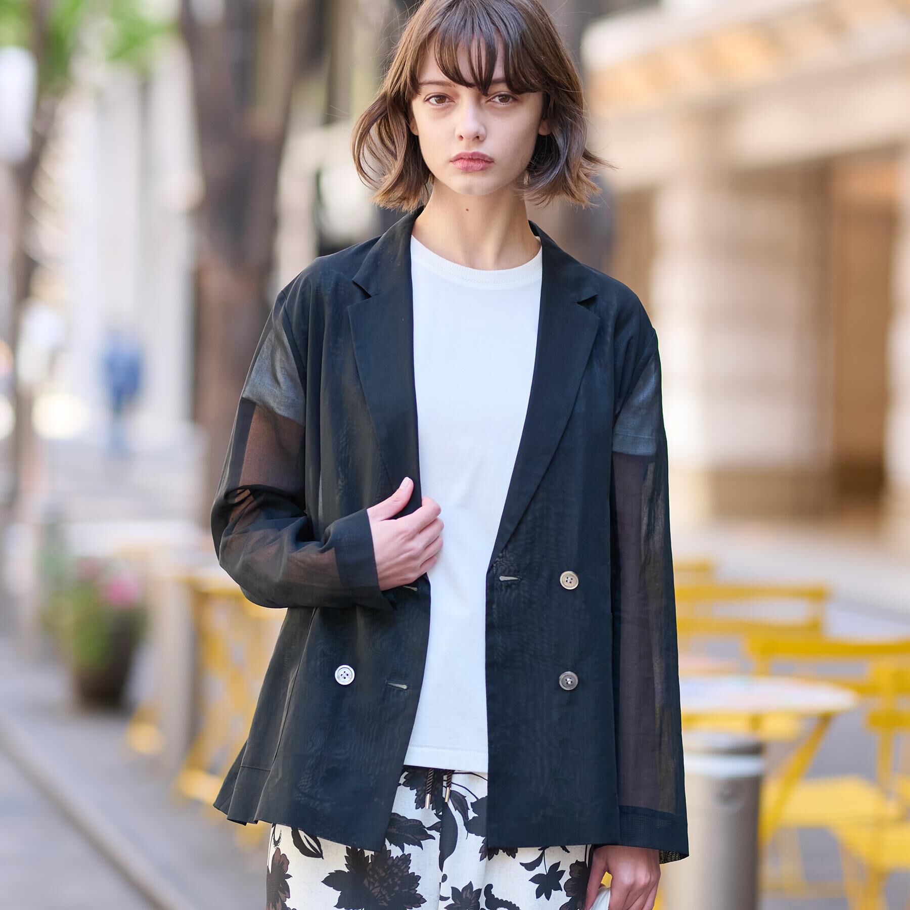 DRESSTERIOR「【清涼感/洗える】エアリーシアーダブルジャケット」|テーラードジャケット|