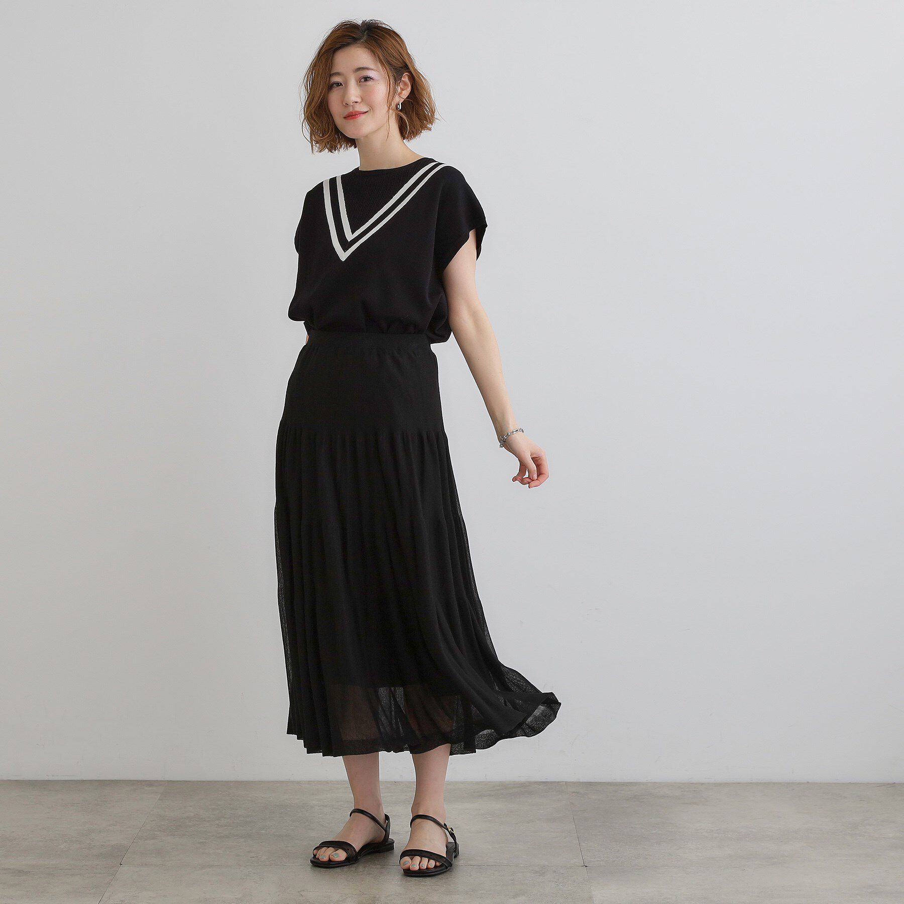 grove「夏の華やぎティアードニットシアースカート」|スカート|