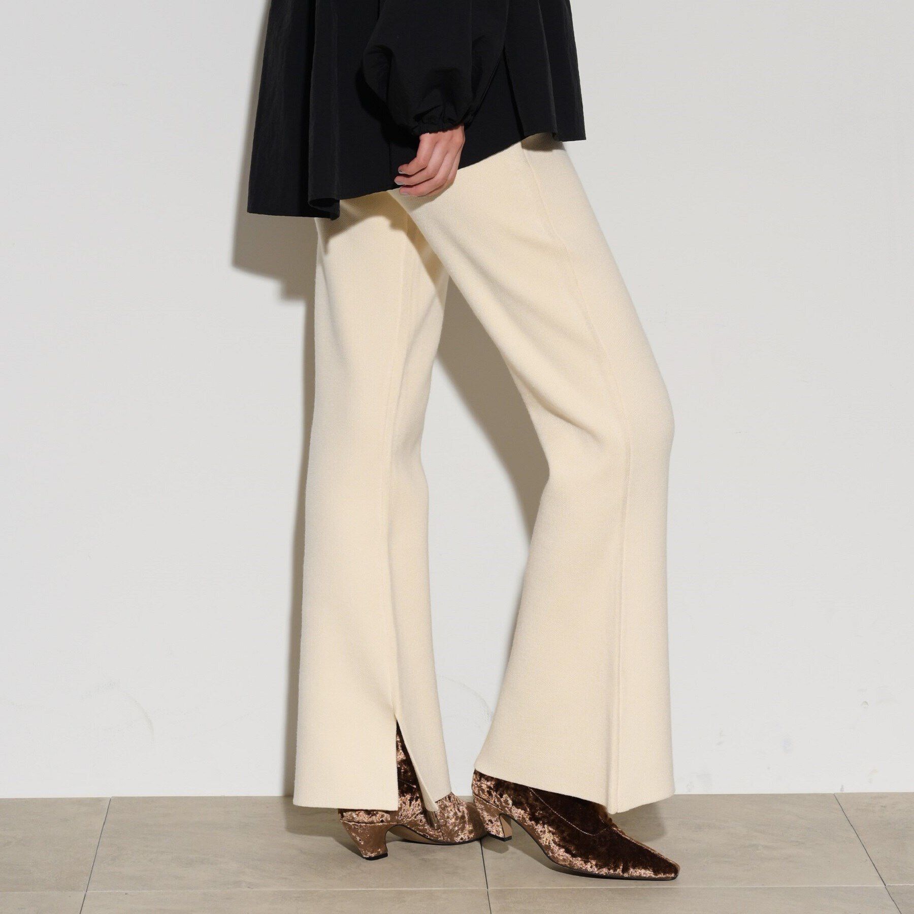 GALLEST「ニットアップスリットパンツ」|その他|アイボリー(004)