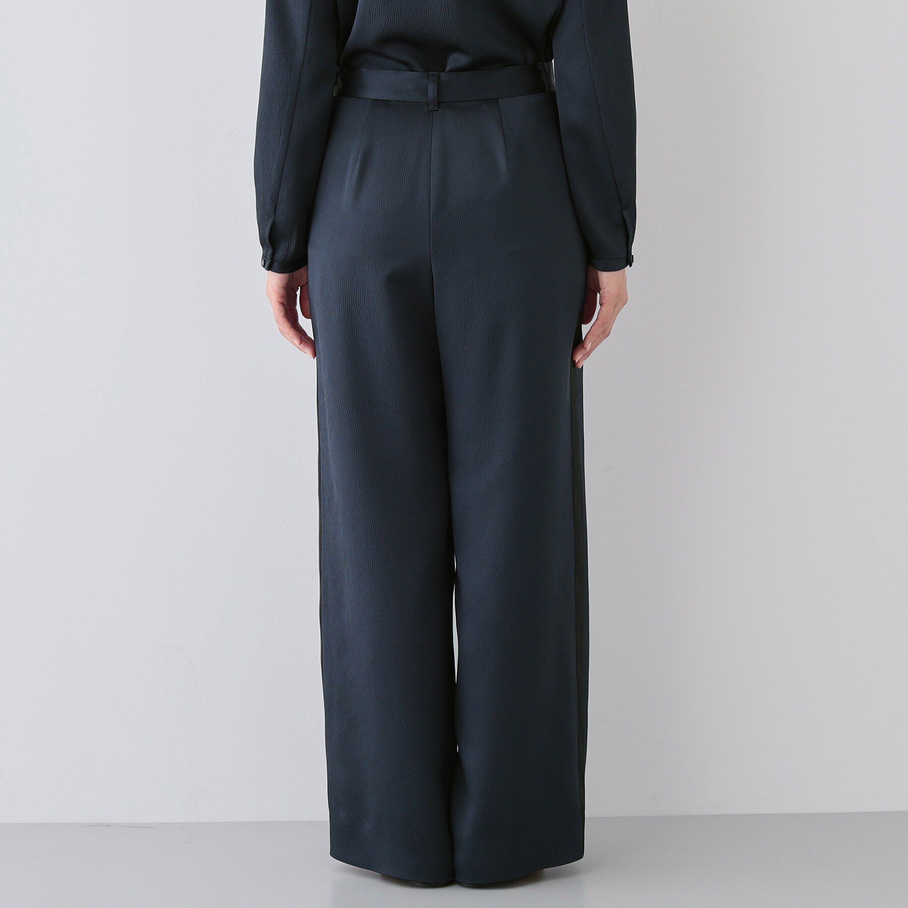 INDIVI「【日本製／SETUP可能】サイドライン ワイドパンツ」|その他|