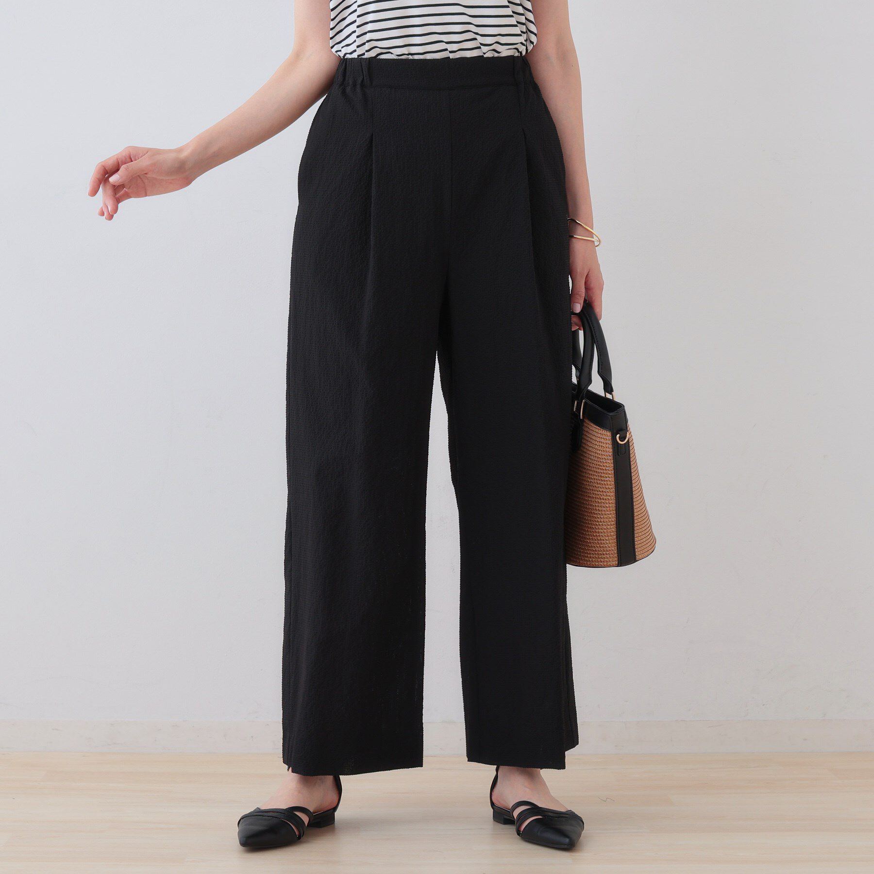 INDIVI「【SETUP可能／涼しい】リラックスパンツ」|その他|ブラック(019)