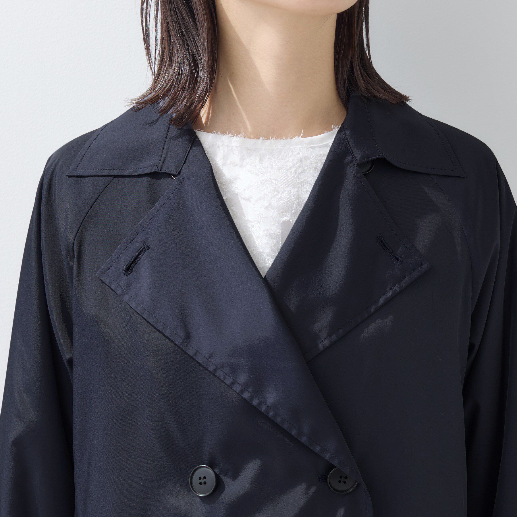 【タグ付未使用】INDIVI☆撥水/UVケア ノーカラートレンチコート☆17 号 INDIVI（インディヴィ） トレンチコート コート 「撥水／UVケア