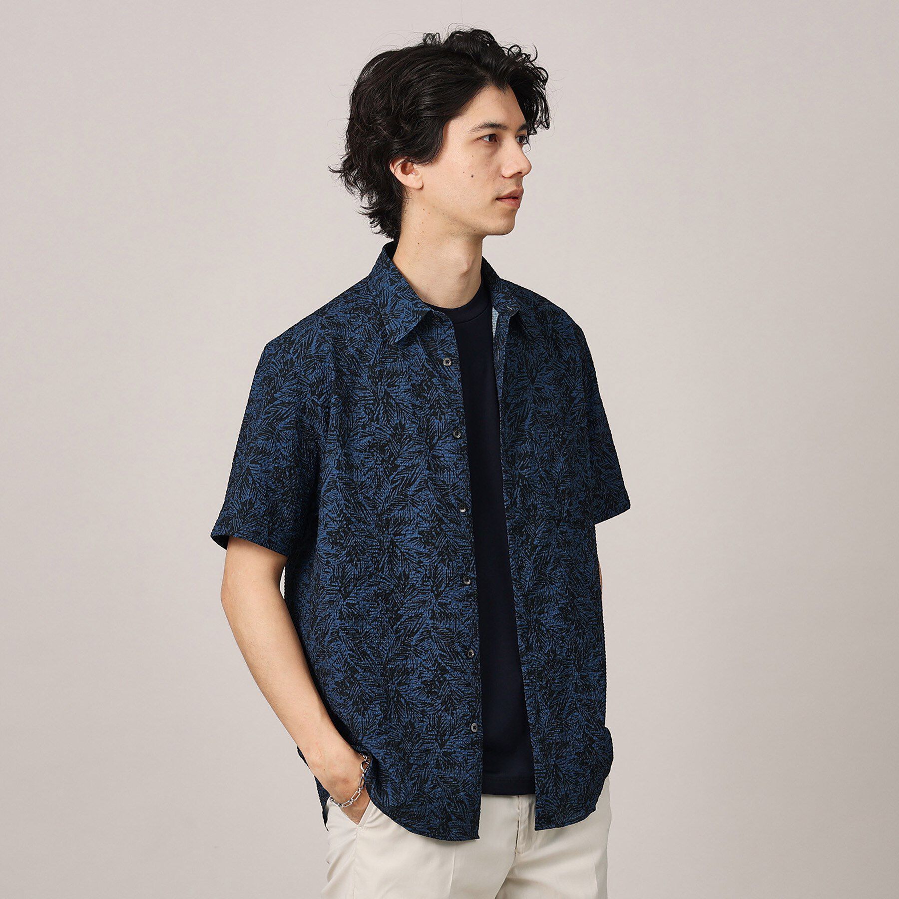 TAKEO KIKUCHI「【無地・チェック・ボタニカル柄】リップル シャツ」|シャツ・ブラウス|