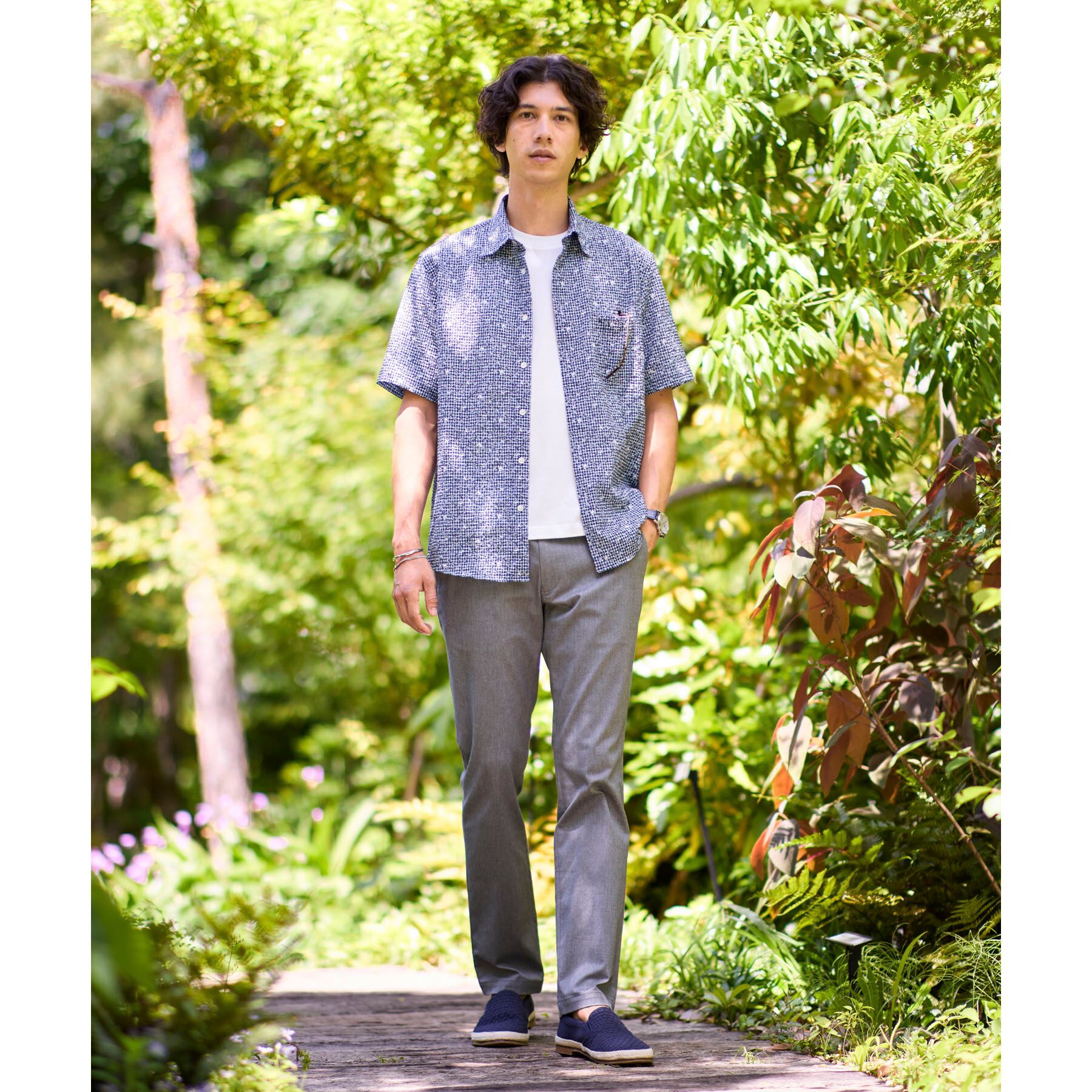 TAKEO KIKUCHI「【無地・チェック・ボタニカル柄】リップル シャツ」|シャツ・ブラウス|