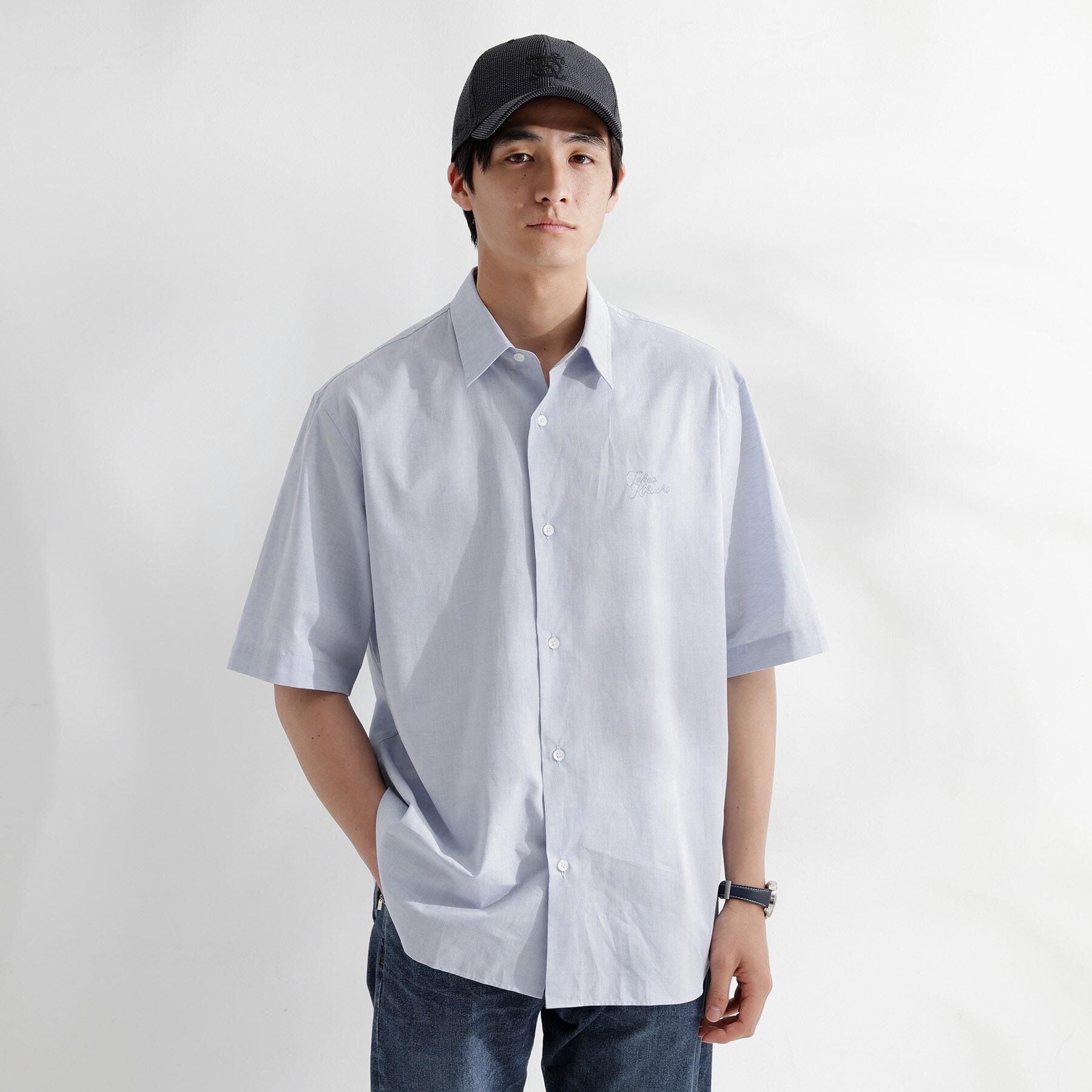 TAKEO KIKUCHI「【LIMITED】ワンポイントロゴ刺繍 綿麻半袖シャツ」|シャツ・ブラウス|