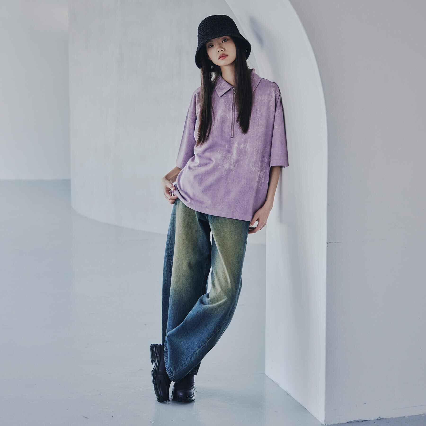 tk.TAKEO KIKUCHI「ヴィンテージライクハーフジップポロシャツ」|ポロシャツ|