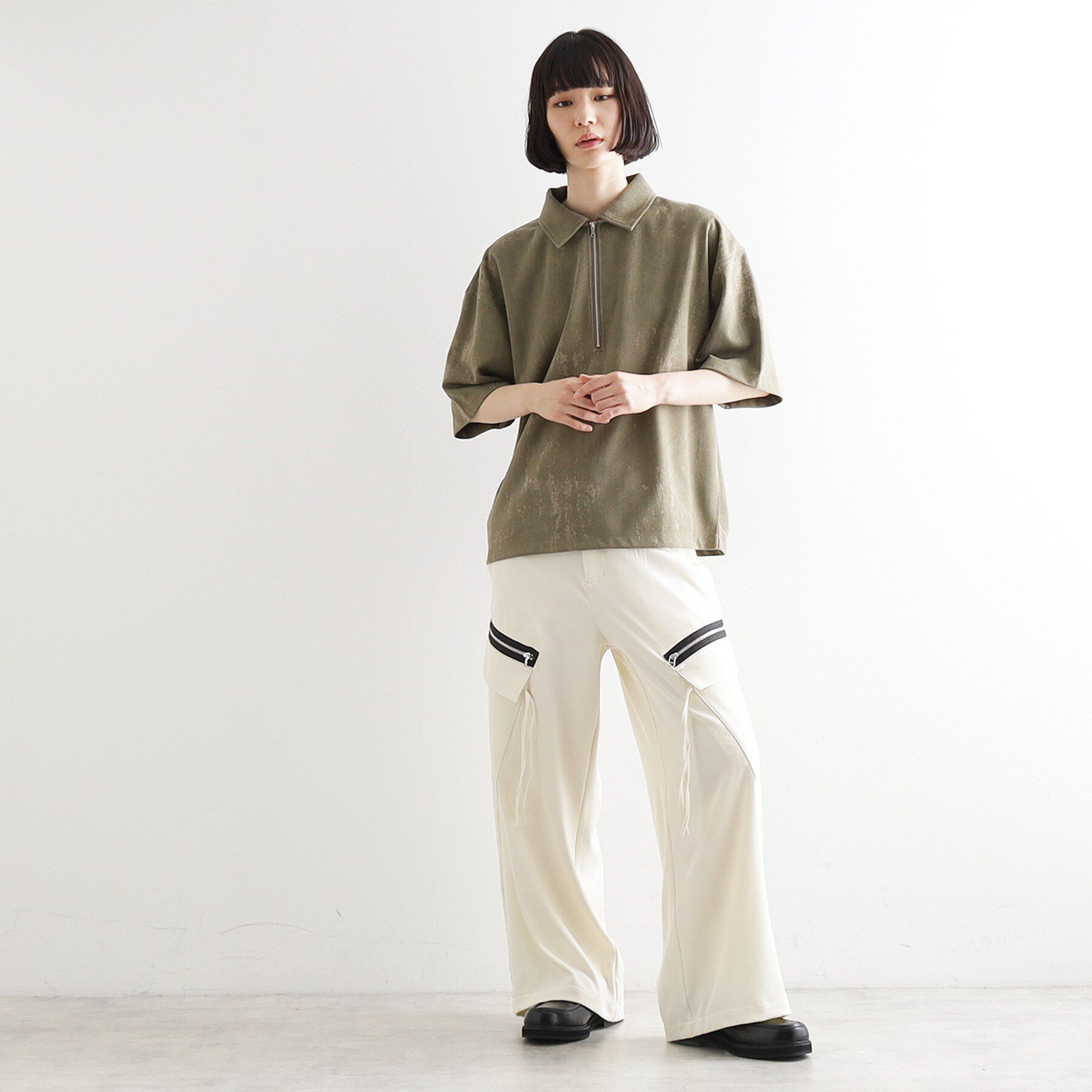 tk.TAKEO KIKUCHI「ヴィンテージライクハーフジップポロシャツ」|ポロシャツ|