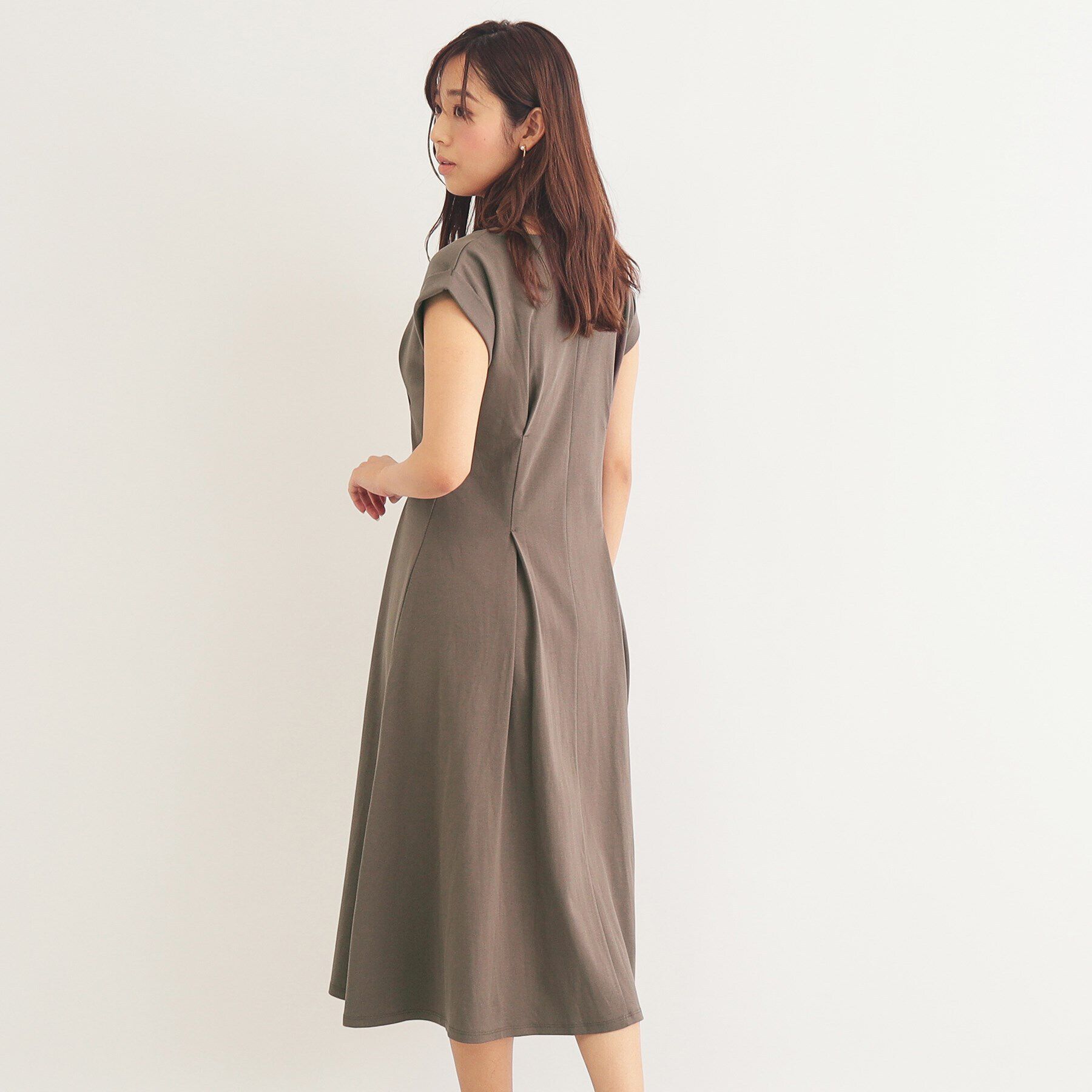 index「《5color/S-LLsize》UV ウエストタックフレアワンピース【接触冷感/洗濯機洗い可】」|ワンピース|