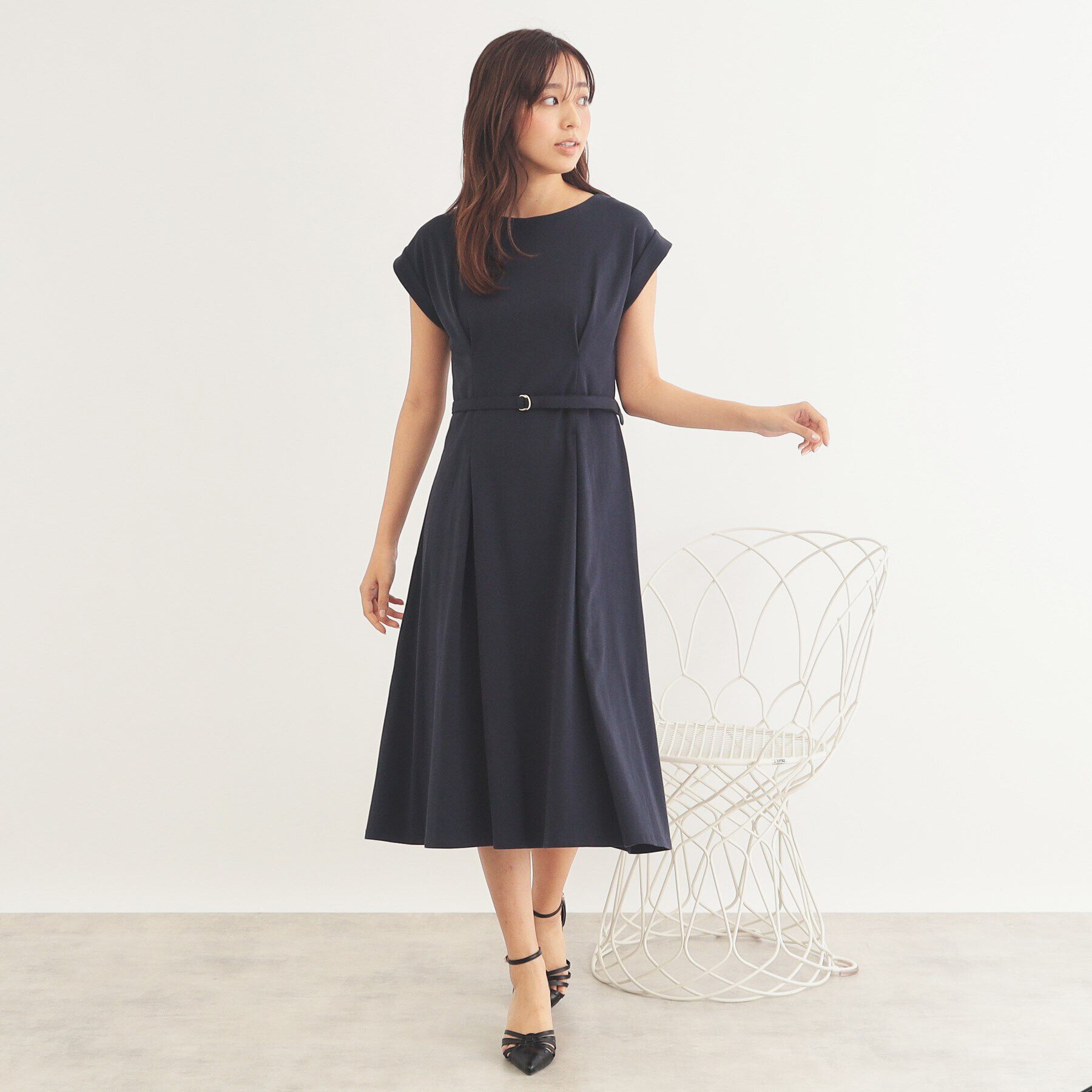 index「《5color/S-LLsize》UV ウエストタックフレアワンピース【接触冷感/洗濯機洗い可】」|ワンピース|