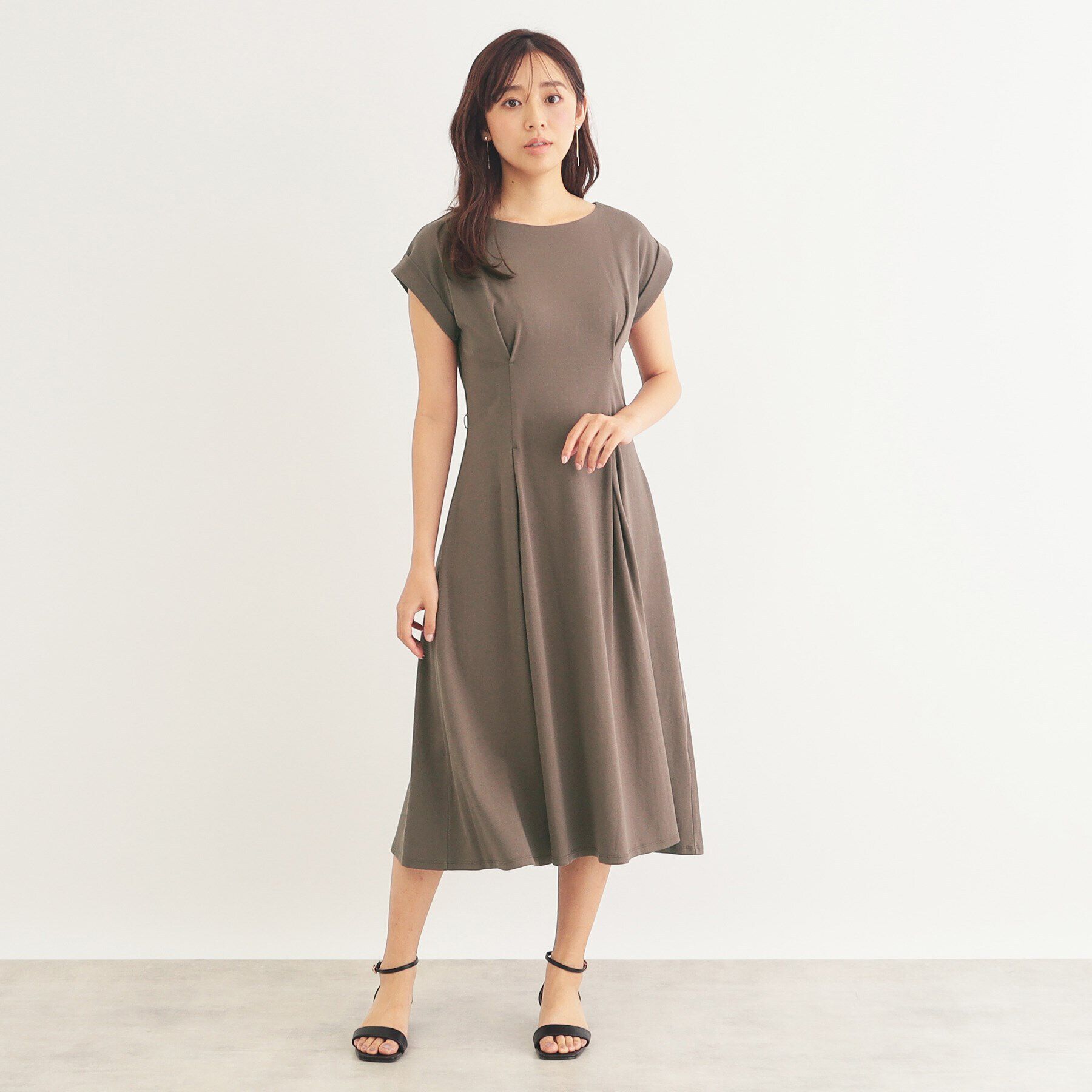 index「《5color/S-LLsize》UV ウエストタックフレアワンピース【接触冷感/洗濯機洗い可】」|ワンピース|