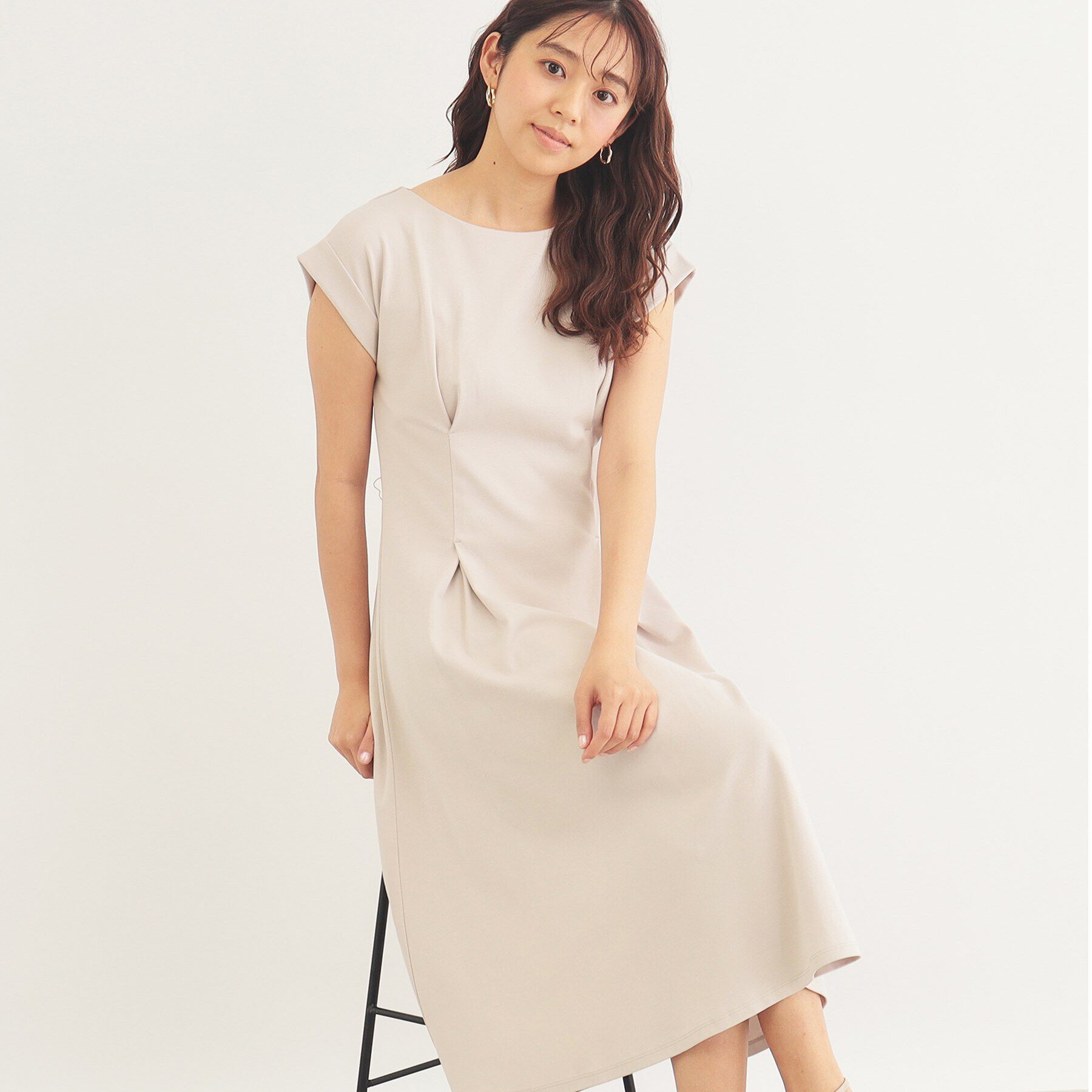 index「《5color/S-LLsize》UV ウエストタックフレアワンピース【接触冷感/洗濯機洗い可】」|ワンピース|