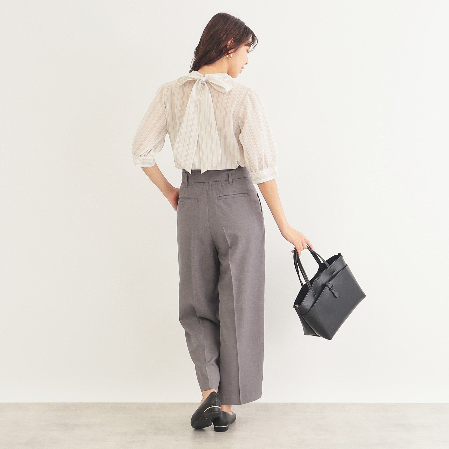 index「シアーストライプリボン2wayブラウス【洗濯機洗い可】」|シャツ・ブラウス|