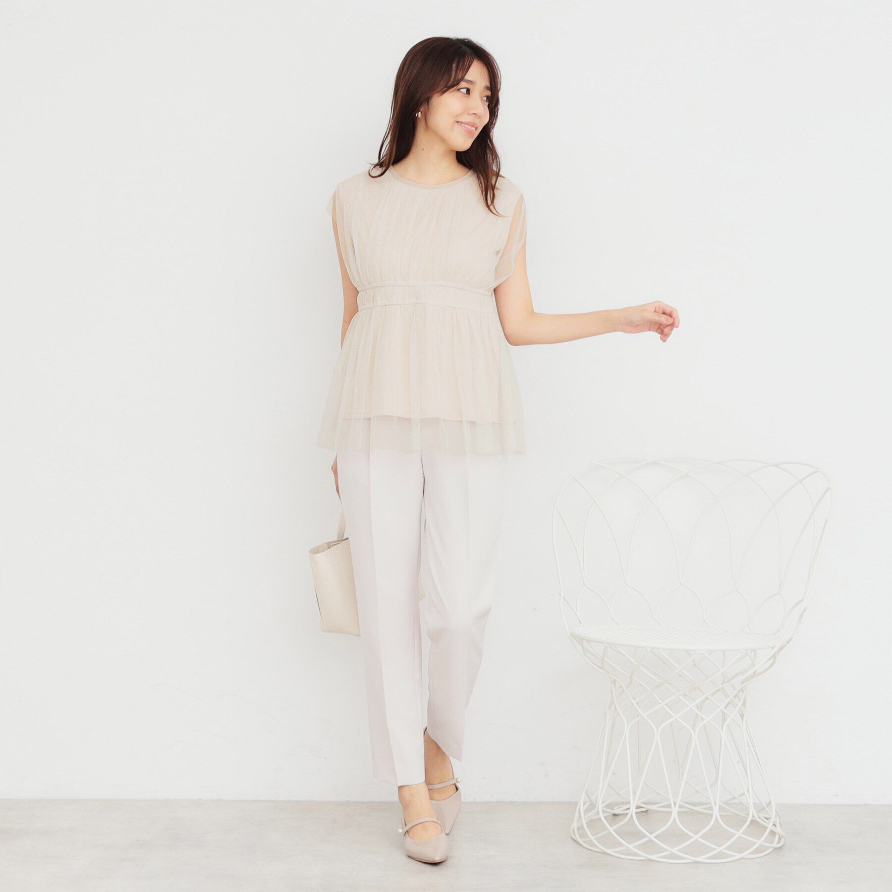 index「《美人百花掲載》チュールペプラムブラウス【洗濯機洗い可】」|シャツ・ブラウス|