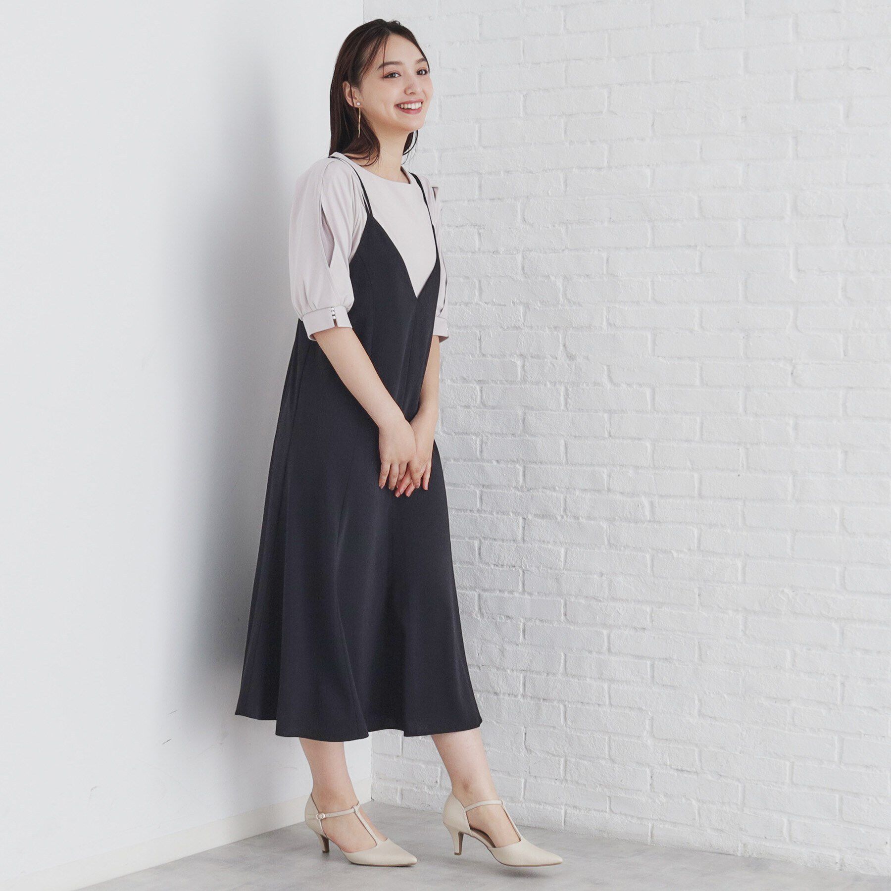 index「麻調キャミワンピース【洗濯機洗い可/防シワ】」|ワンピース|