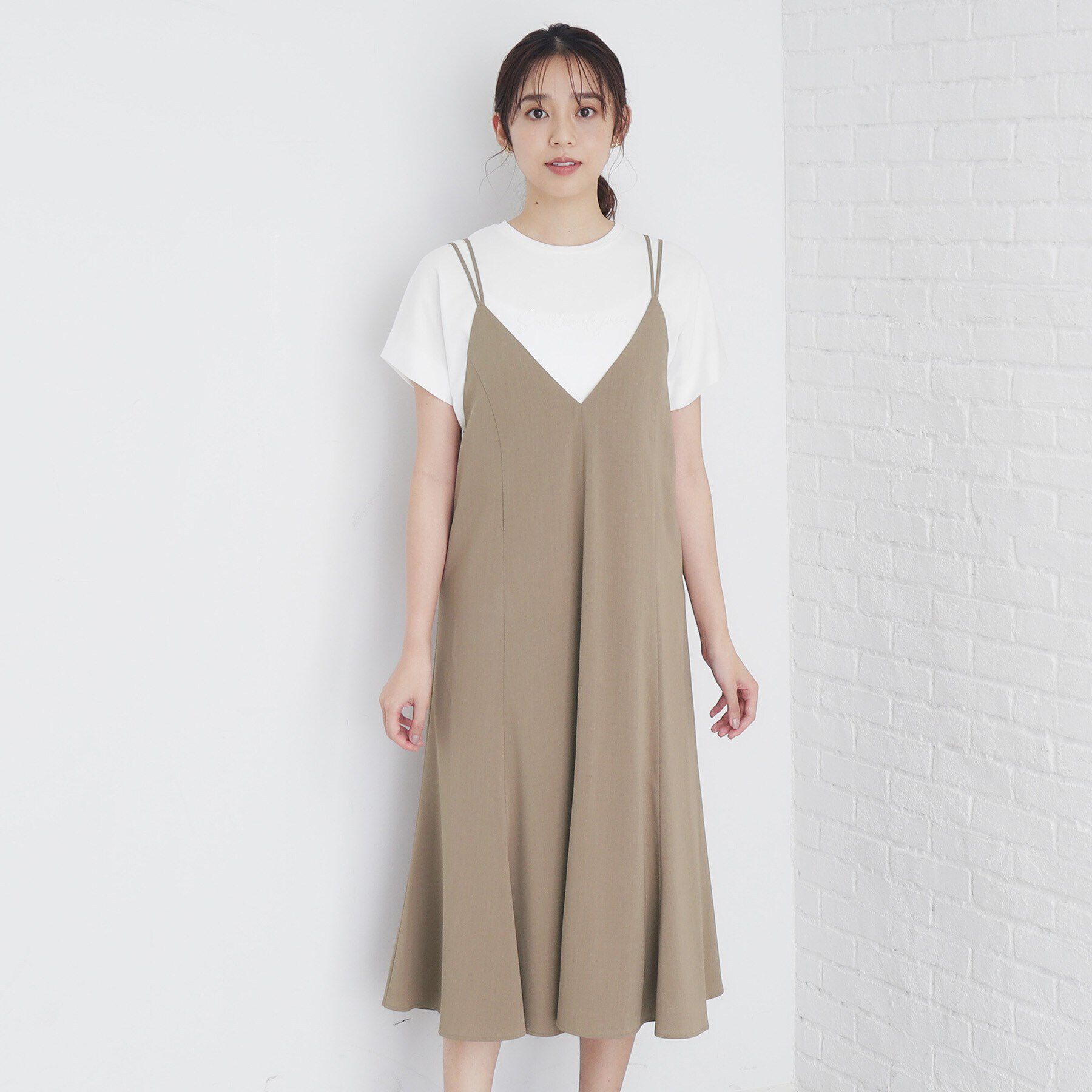 index「麻調キャミワンピース【洗濯機洗い可/防シワ】」|ワンピース|