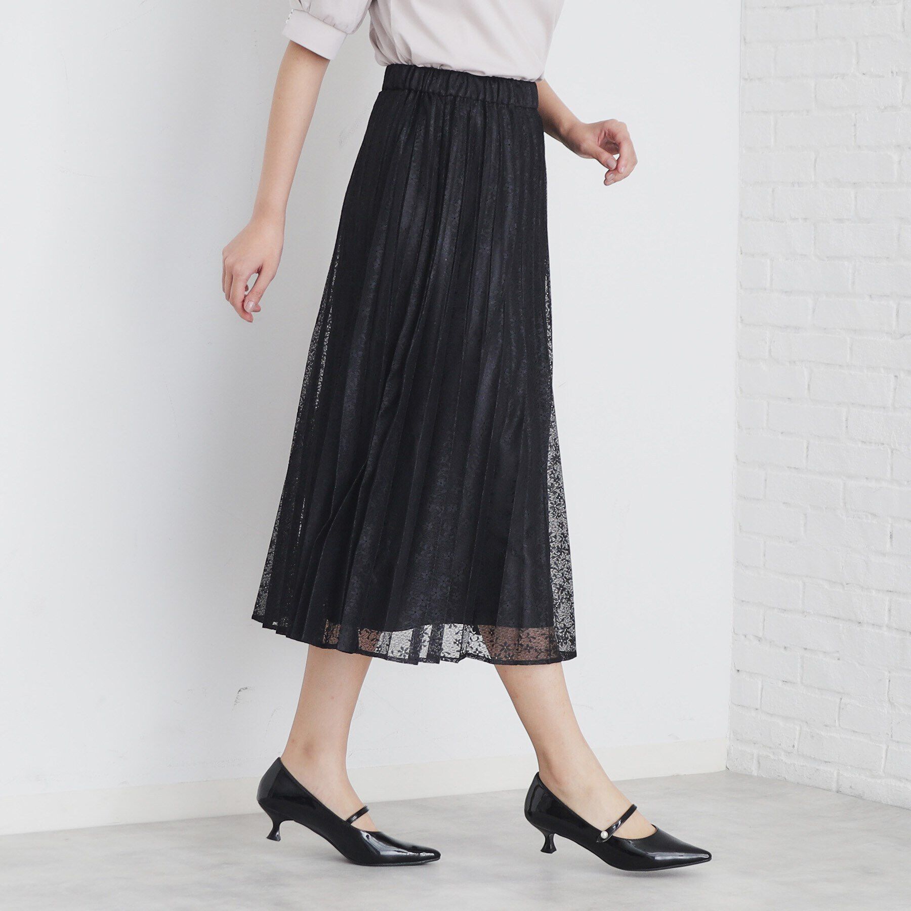 index「ミニフラワーレースプリーツスカート【洗濯機洗い可】」|スカート|