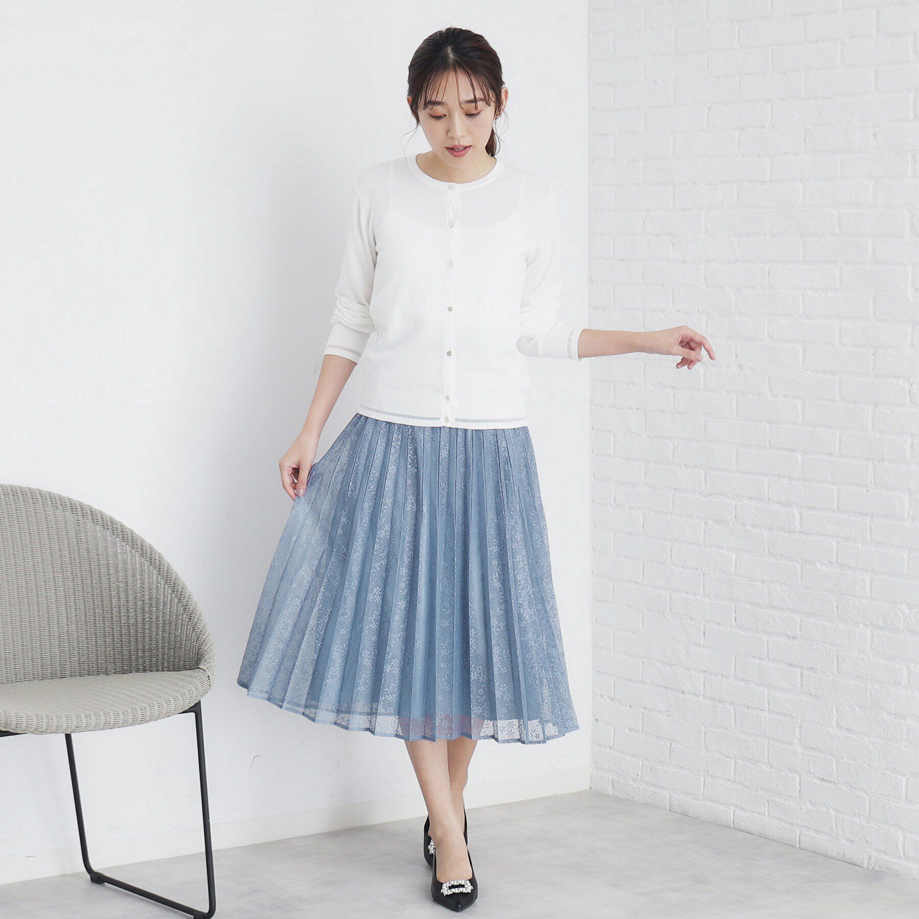 index「ミニフラワーレースプリーツスカート【洗濯機洗い可】」|スカート|