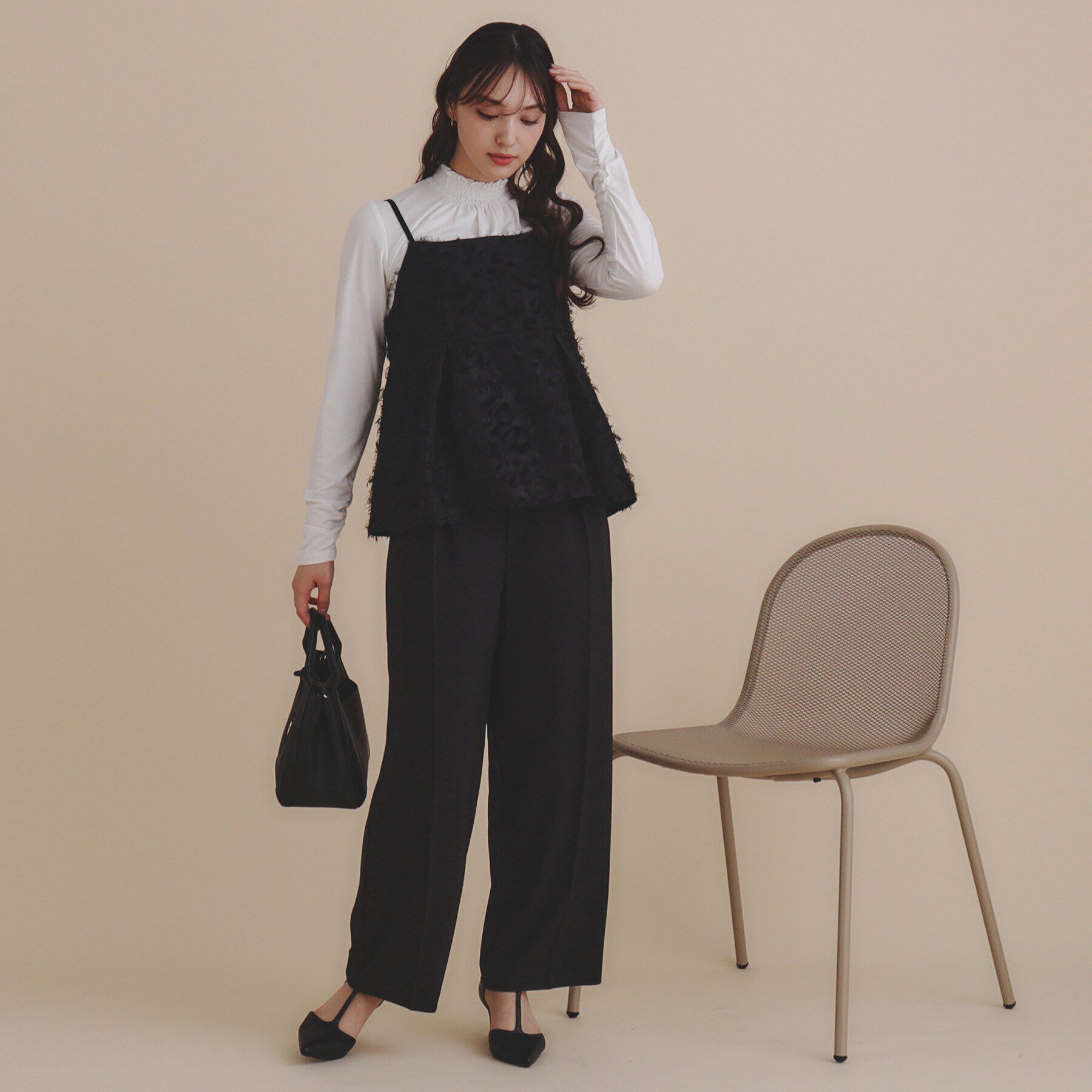 index「《andGIRL掲載》カットジャカードキャミソール/セットアップ対応【洗濯機洗い可】」|キャミソール|