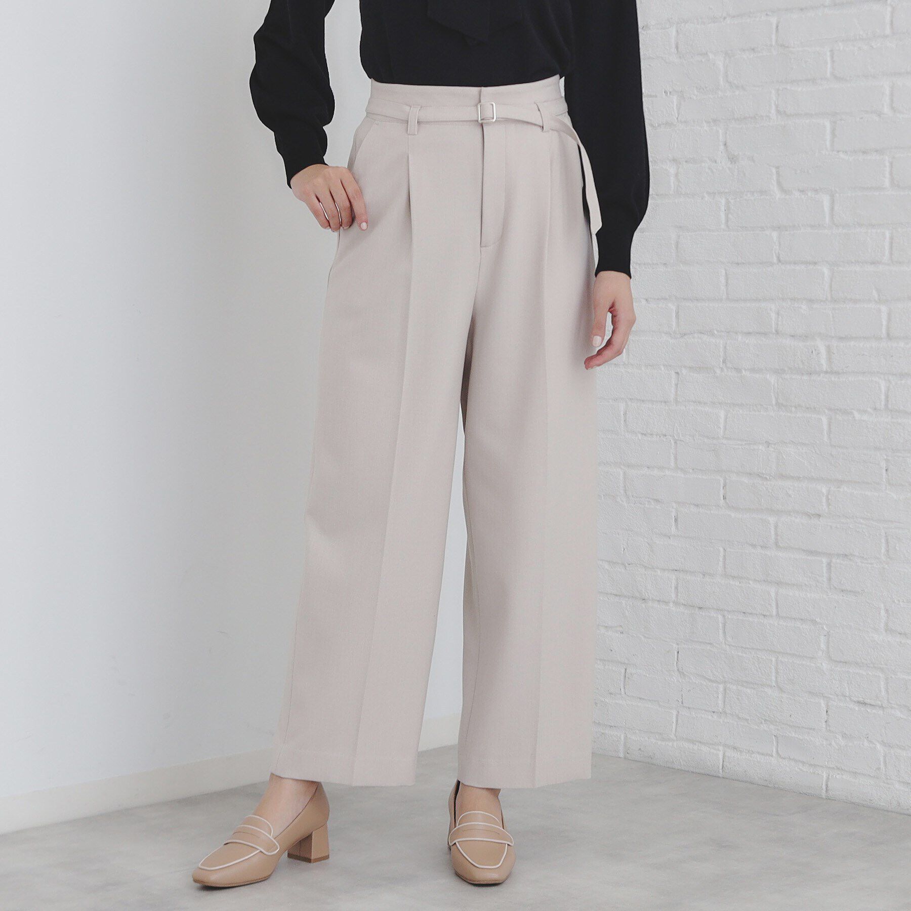 index「《S-LLsize》ストレッチタックワイドパンツ【洗濯機洗い可/吸湿発熱/イージーケア】」|その他|