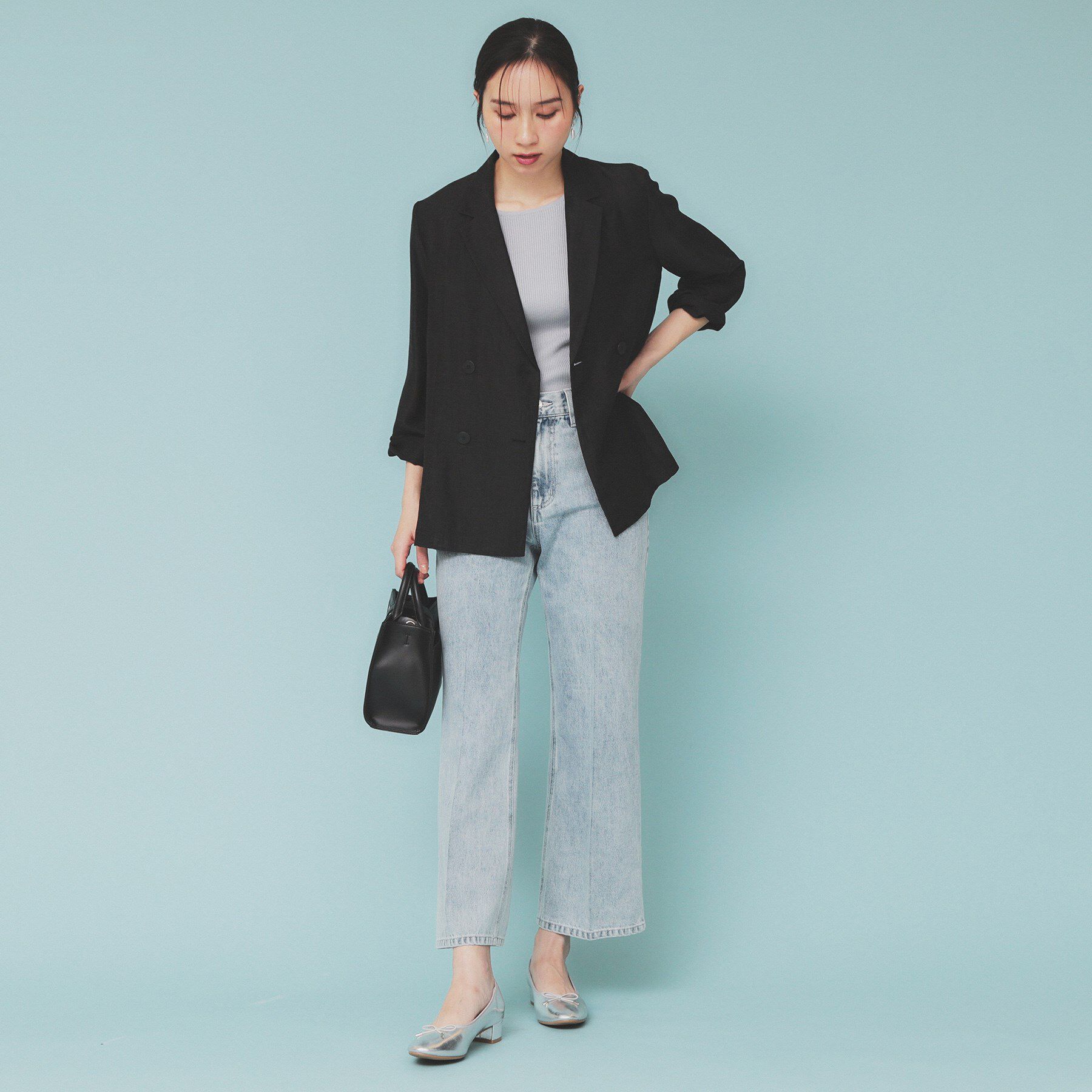 index「麻調シアーダブルブレストテーラードジャケット【洗濯機洗い可】」|テーラードジャケット|