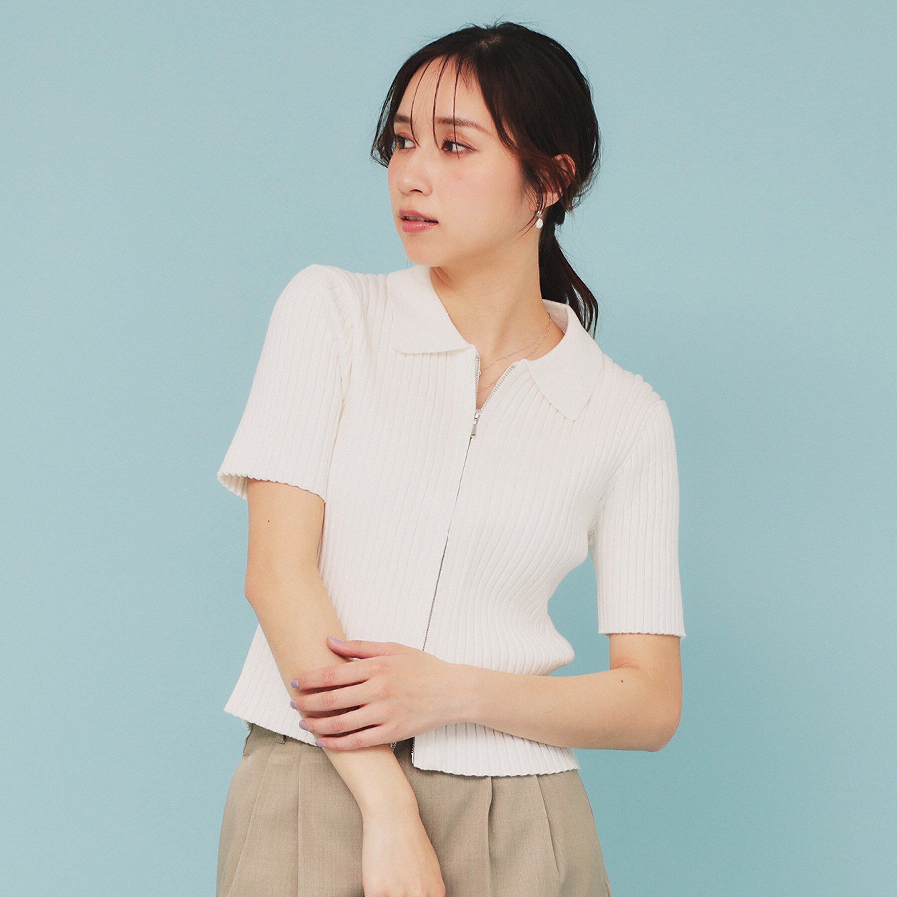 index「マルチボーダーダブルジップニット【洗濯機洗い可】」|カーディガン|