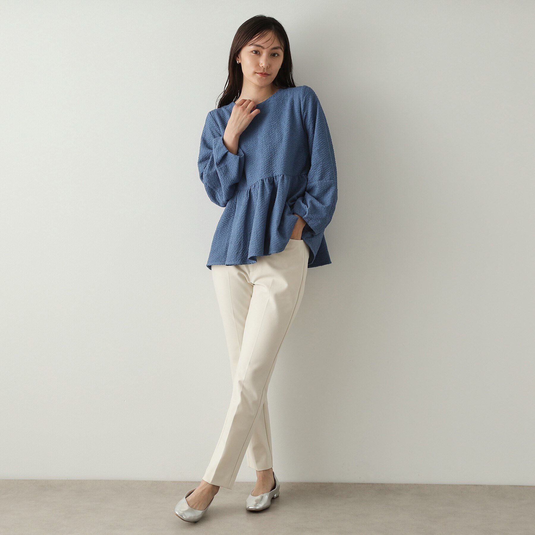 OPAQUE.CLIP「ふくれジャカードペプラムブラウス【洗濯機洗い可】」|シャツ・ブラウス|