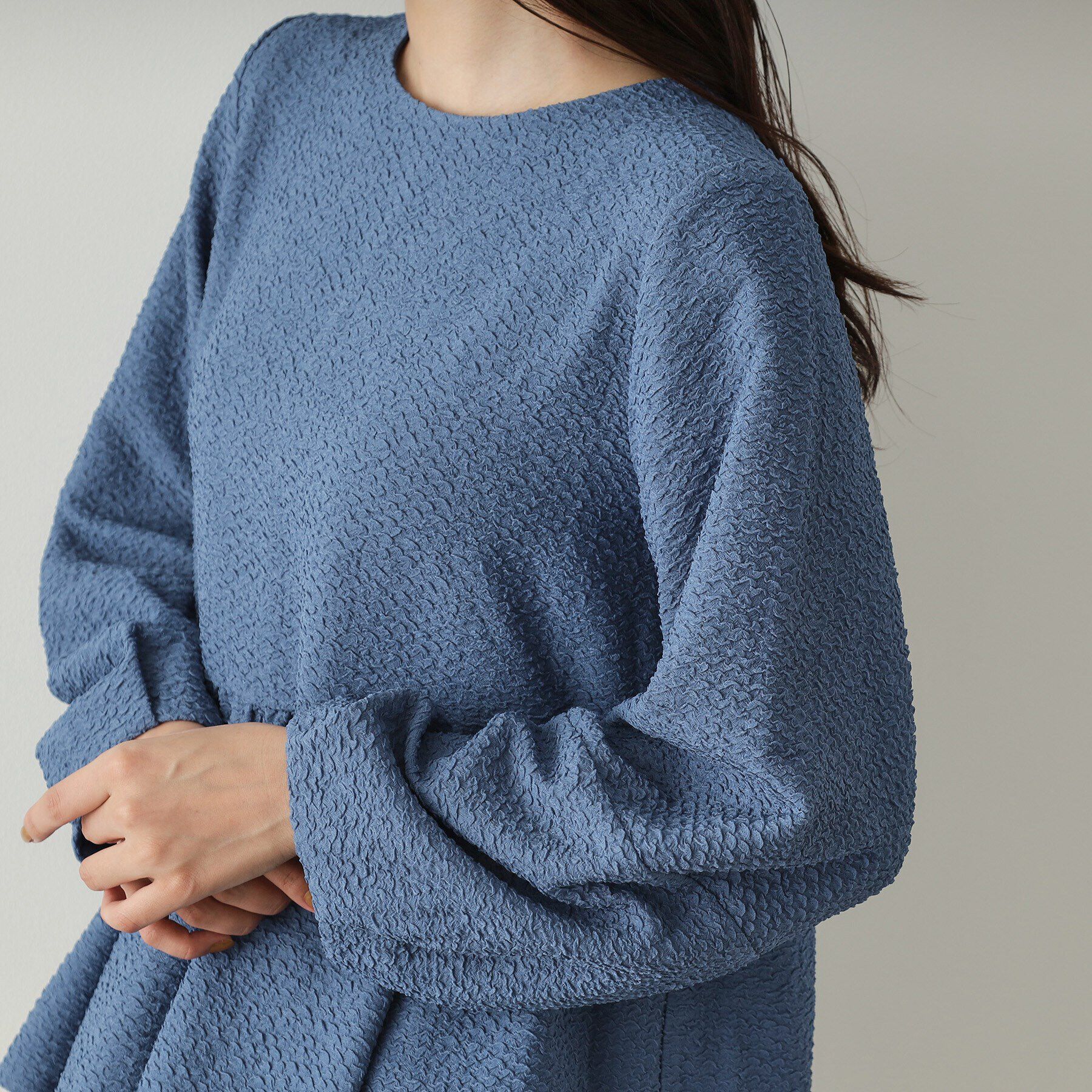 OPAQUE.CLIP「ふくれジャカードペプラムブラウス【洗濯機洗い可】」|シャツ・ブラウス|