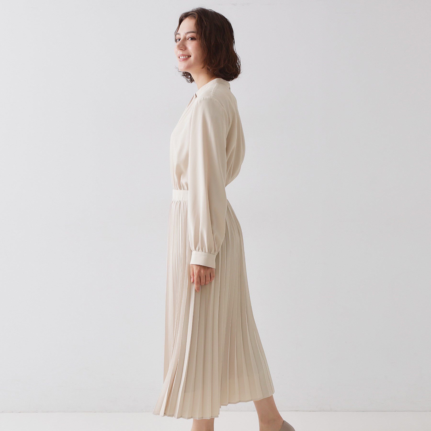 OPAQUE.CLIP「≪通勤・セレモニー対応≫ジョーゼットプリーツワンピース【洗濯機OK】」|ワンピース|