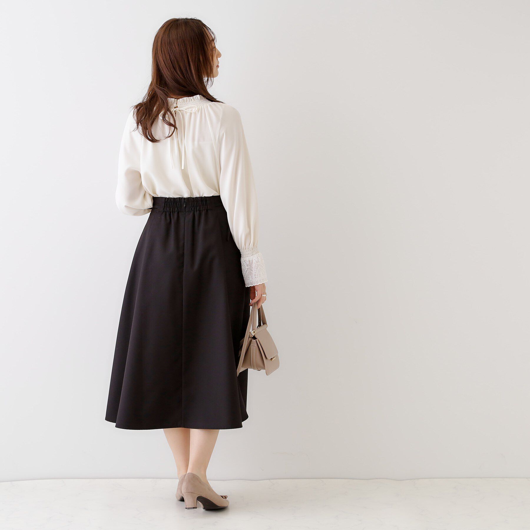 Couture broach「【キレイめコーデ・通勤にも】サイドリボンデザインフレアスカート」|スカート|