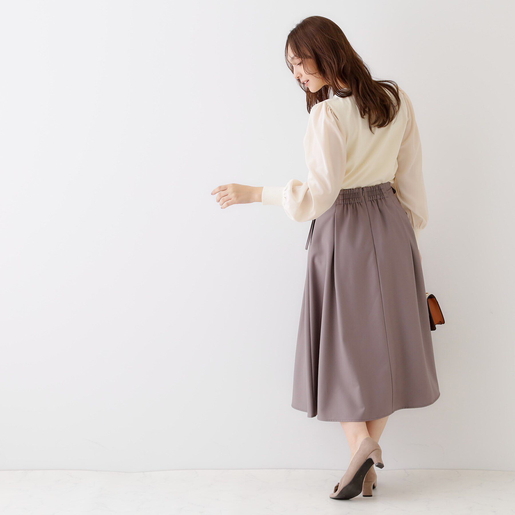 Couture broach「【キレイめコーデ・通勤にも】サイドリボンデザインフレアスカート」|スカート|