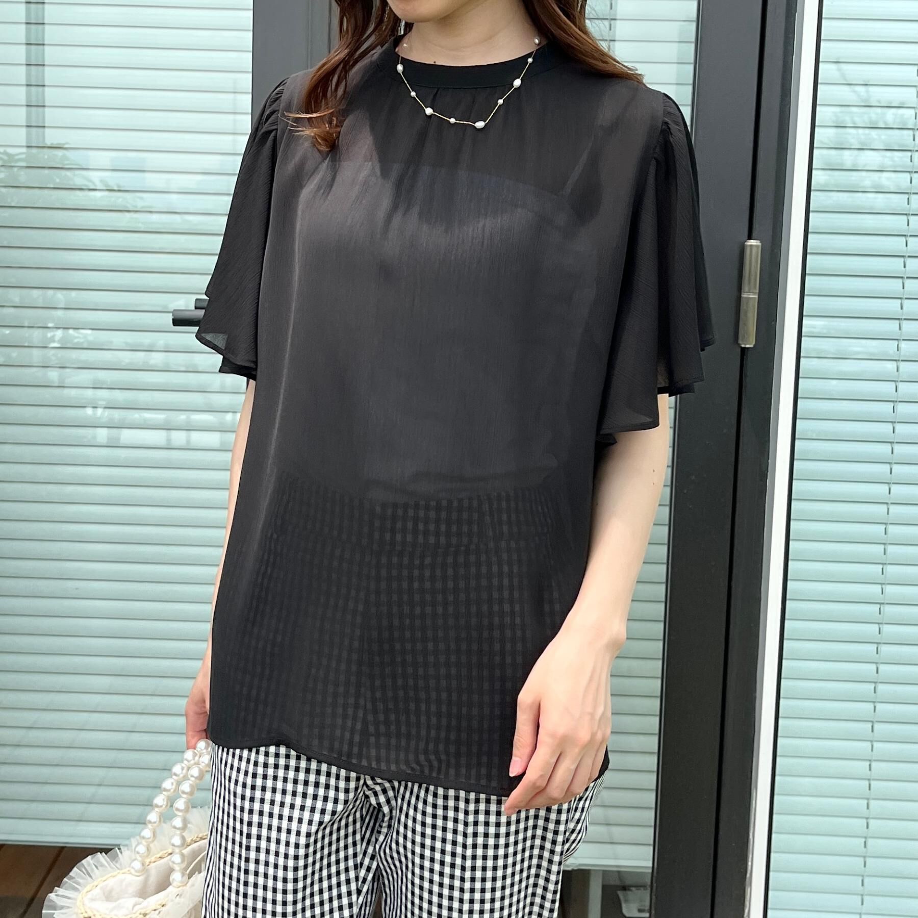 Couture broach「【キレイめ・通勤】前後2WAY楊柳フレアー袖ブラウス」|シャツ・ブラウス|