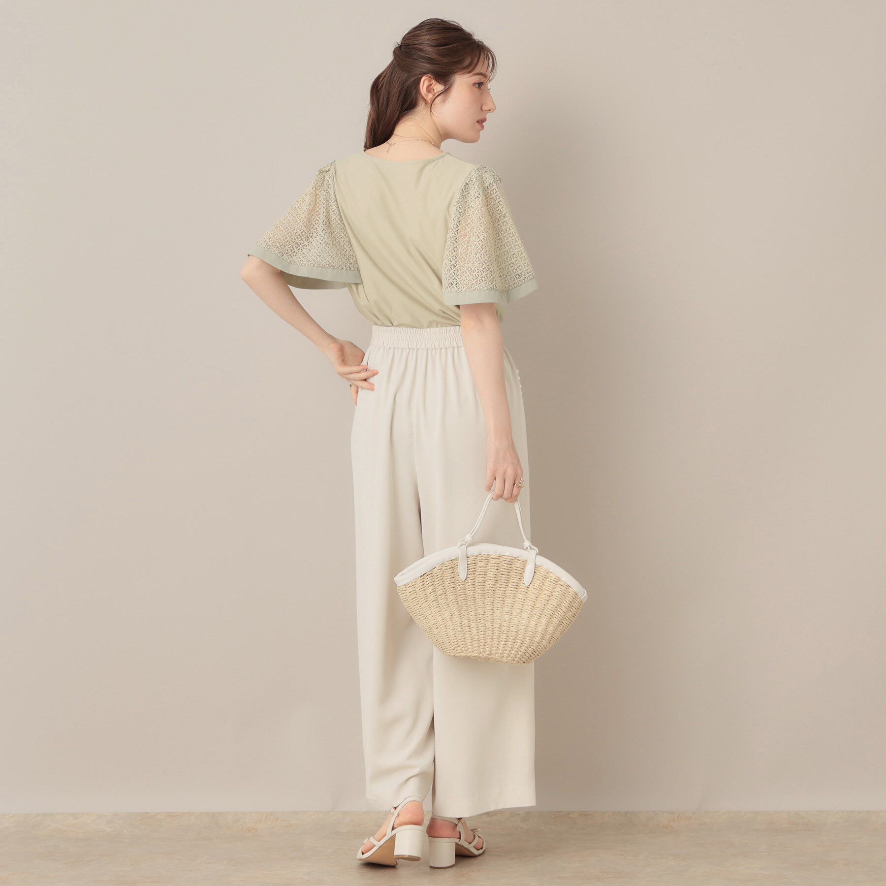 Couture broach「【マルチデザイン・楽ちん】フェイクパール リラックスワイドパンツ」|その他|