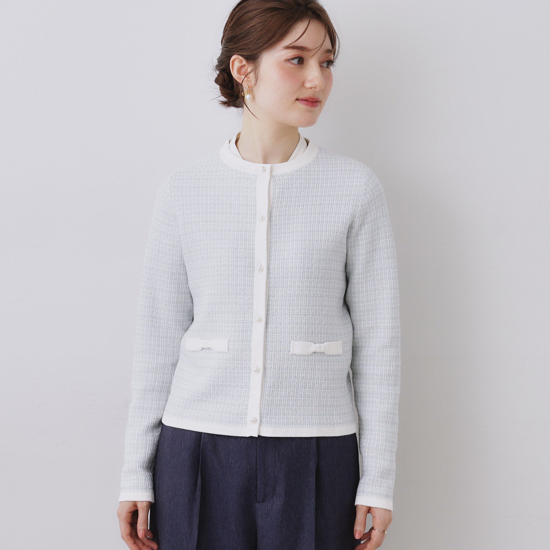 Couture broach「【ハレの日・通勤】ラメツイード ニットカーディガン」|カーディガン|