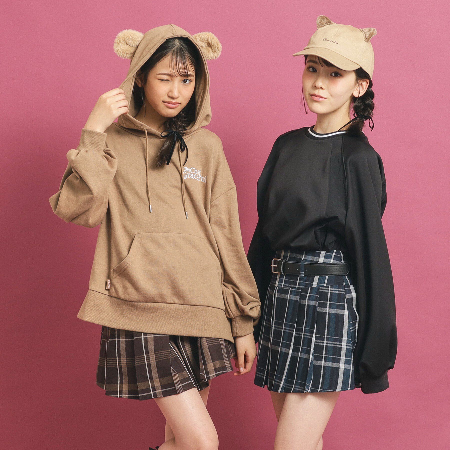 PINK-latte「チェック柄追加！ベルト付きプリーツスカート」|スカート|