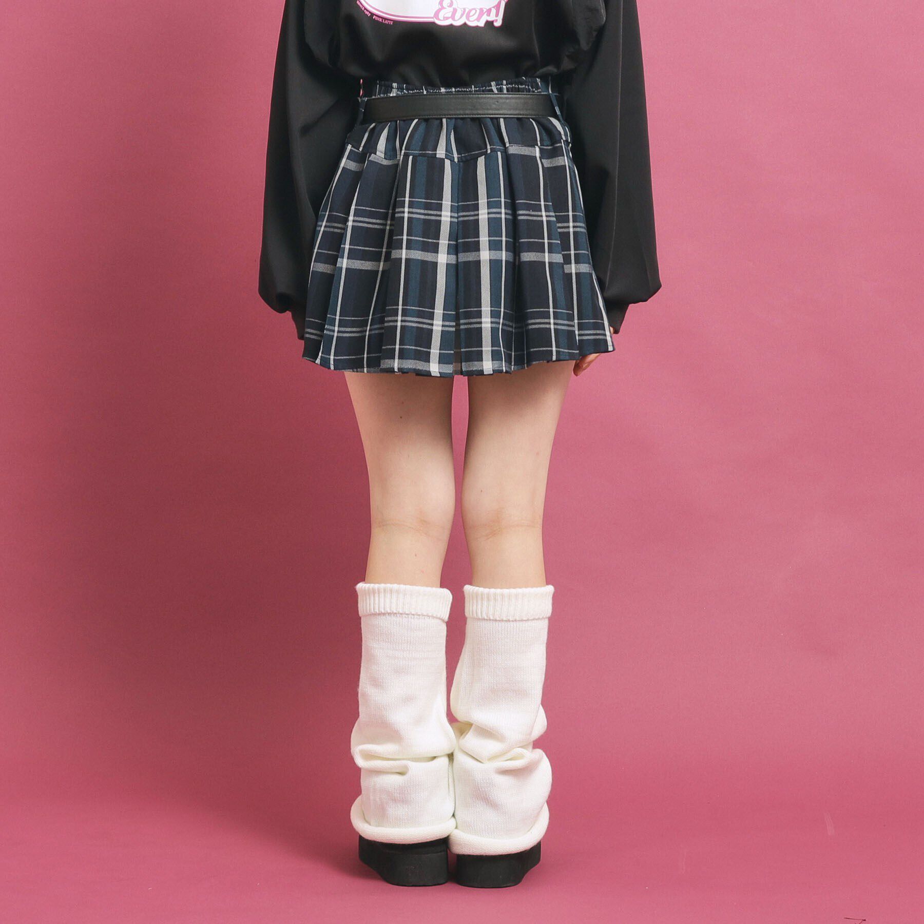 PINK-latte「チェック柄追加！ベルト付きプリーツスカート」|スカート|