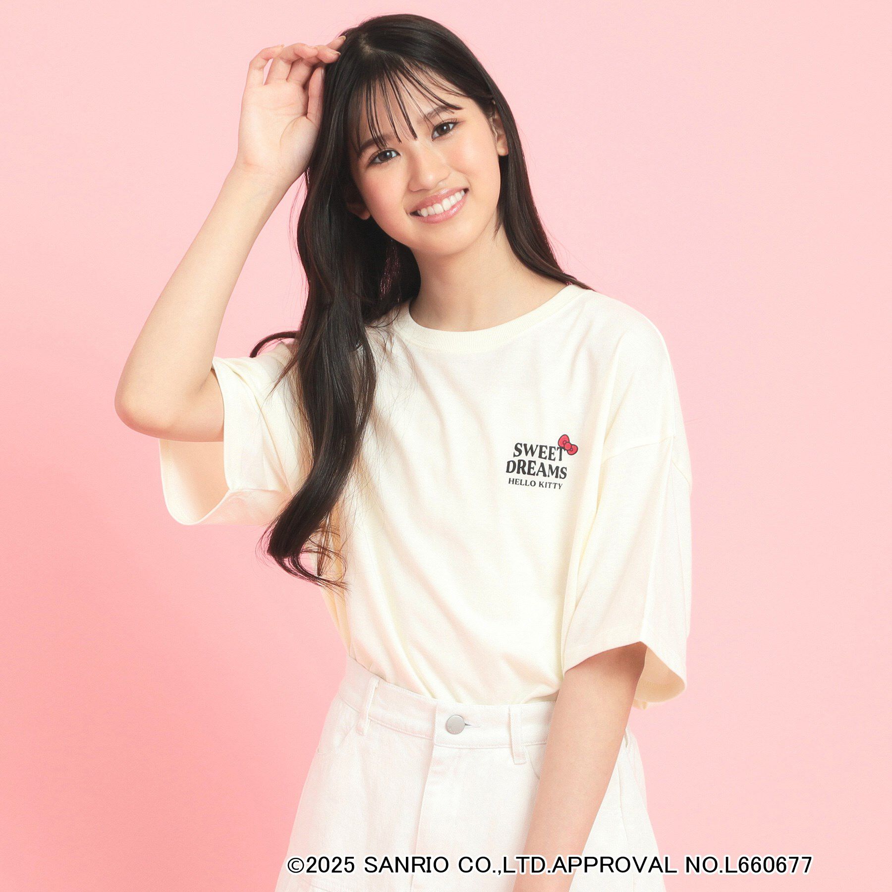 PINK-latte「【サンリオキャラクターズコラボ】バックロゴビッグTシャツ」|Tシャツ・カットソー|アイボリー(004)