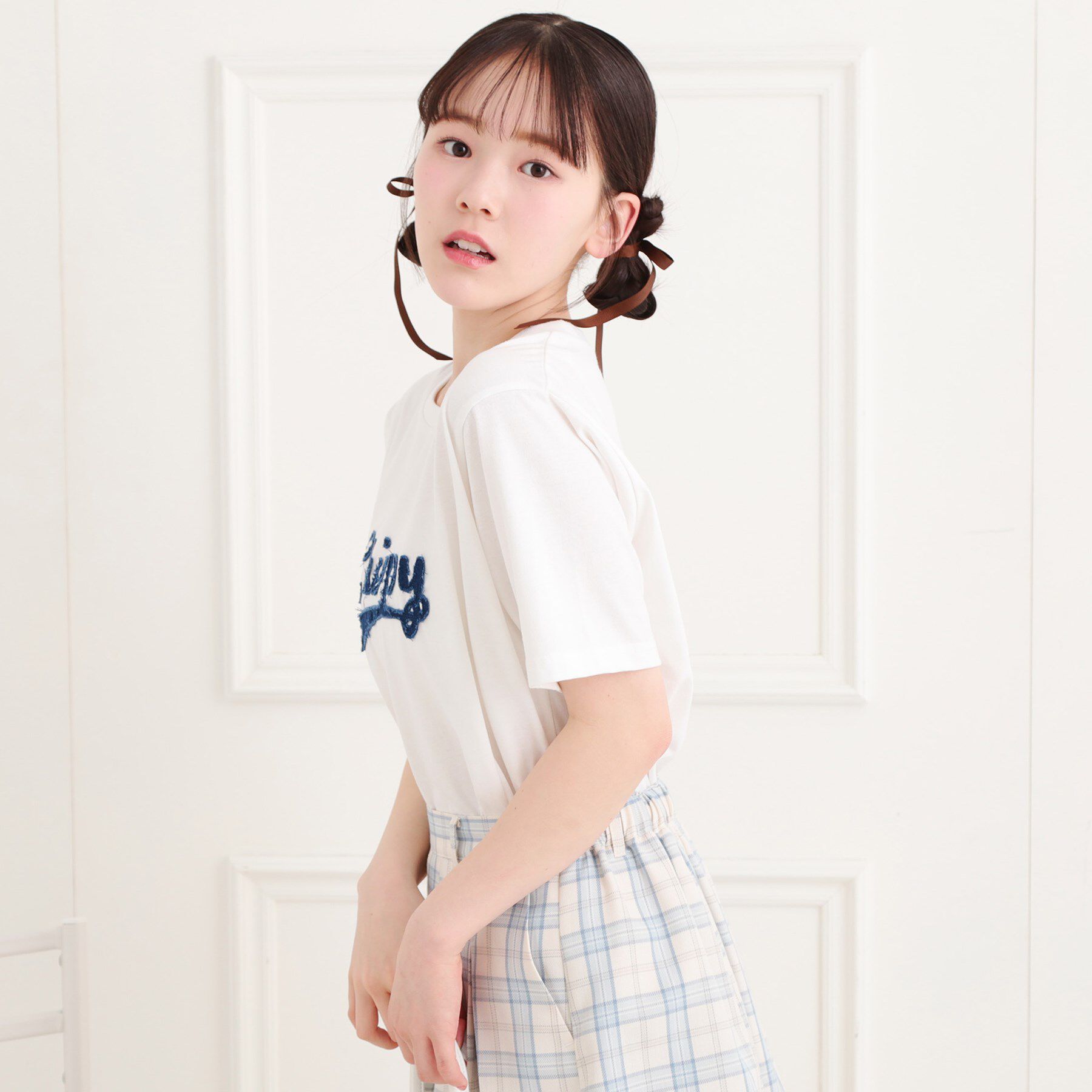 PINK-latte「ツイルアップリケTシャツ」|Tシャツ・カットソー|