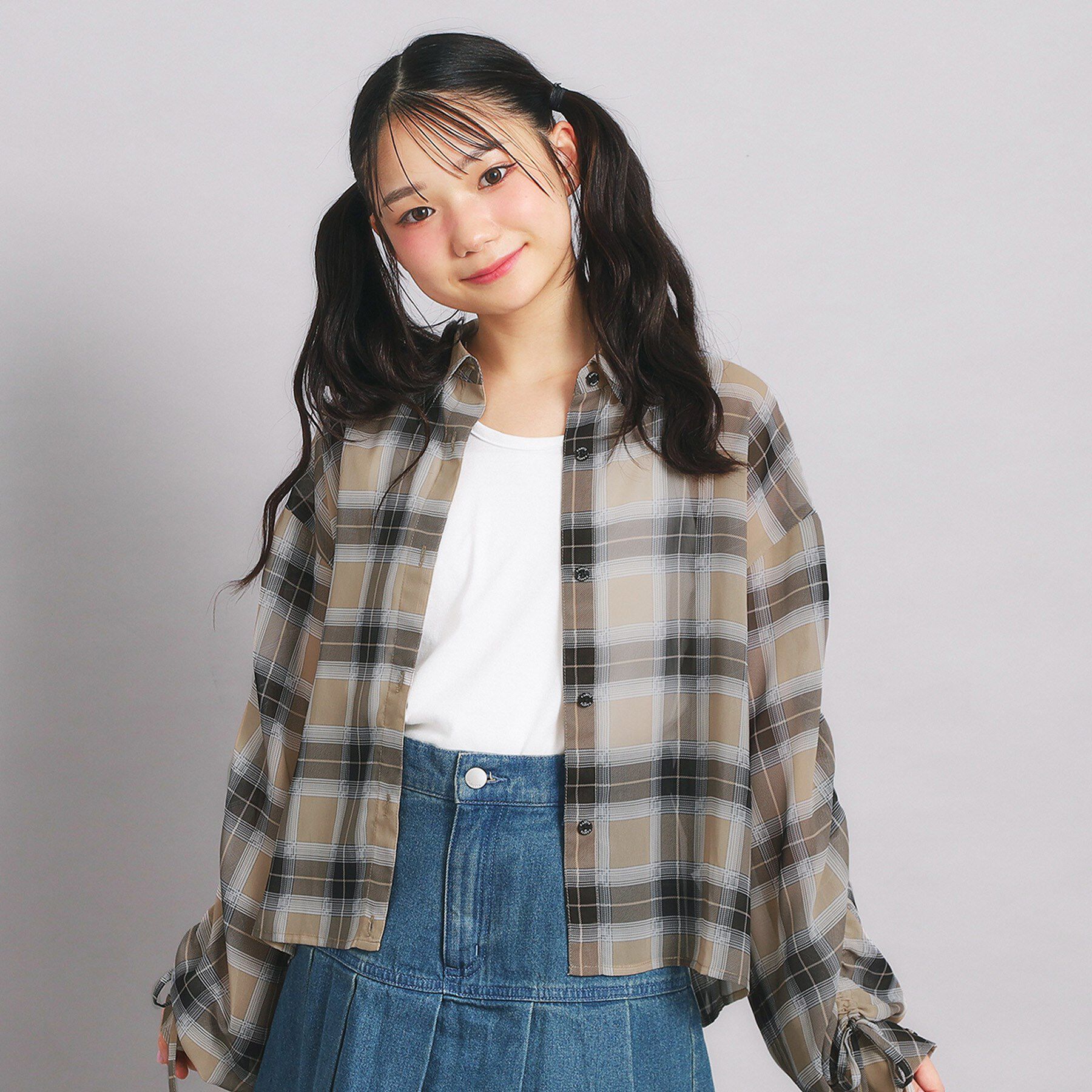 PINK-latte「【セットアイテム】ドロストチェック＋タンクセット」|その他|ライトベージュ(25