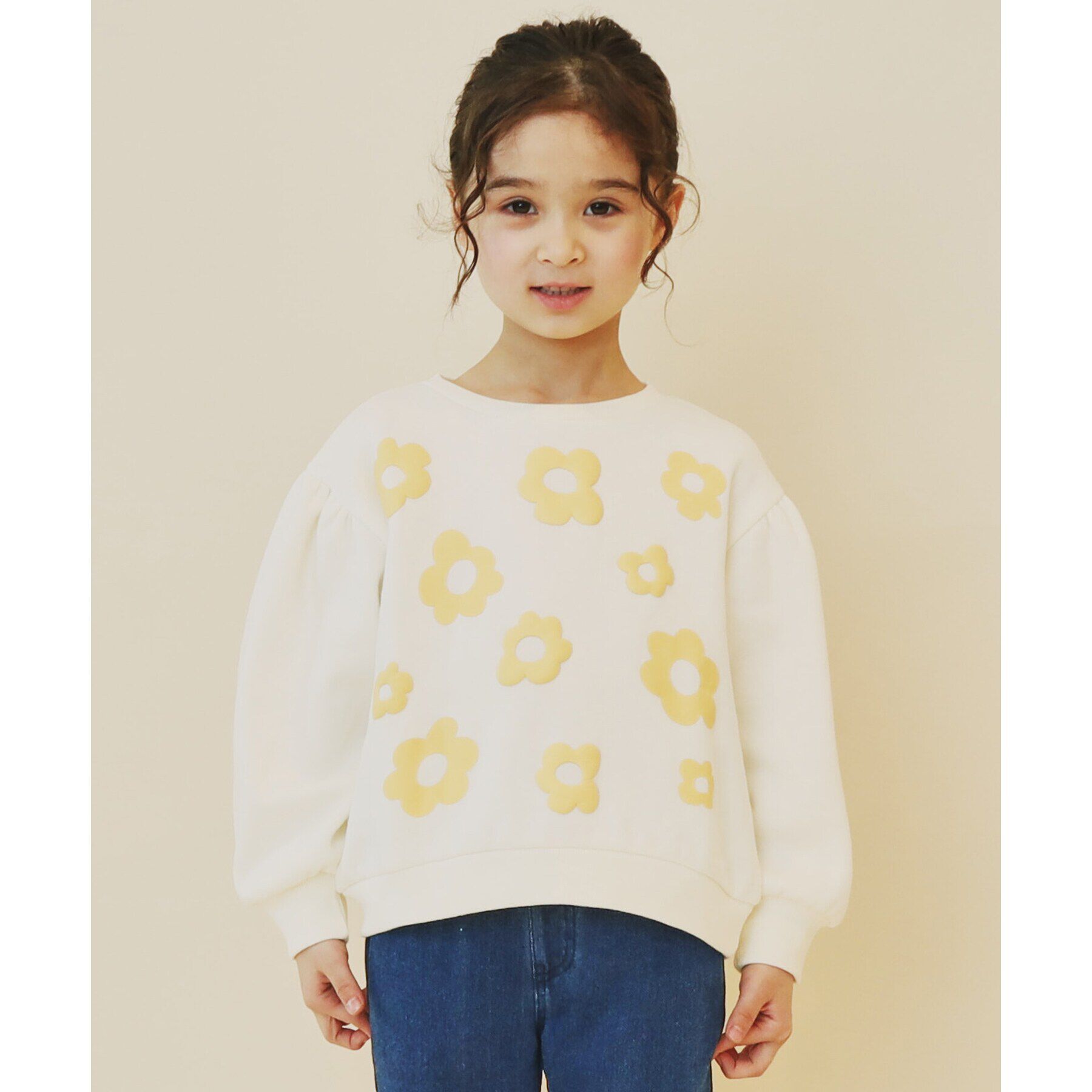 THE SHOP TK「【100－130/裏起毛】フラワー＆ラメロゴプルオーバー」|Tシャツ・カットソー|オフホワイト(103