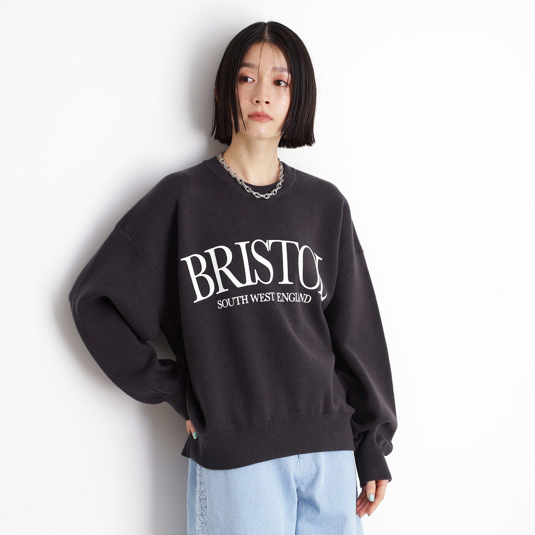 THE SHOP TK「スウェットライクロゴニット」|Tシャツ・カットソー|