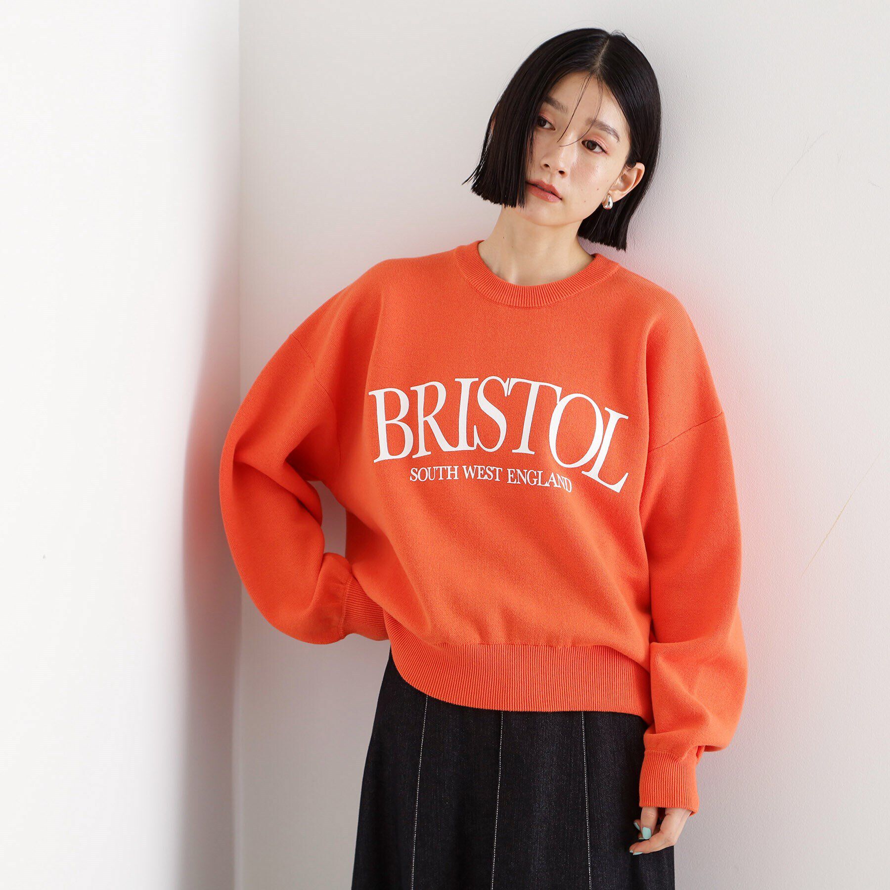 THE SHOP TK「スウェットライクロゴニット」|Tシャツ・カットソー|オレンジ(067)