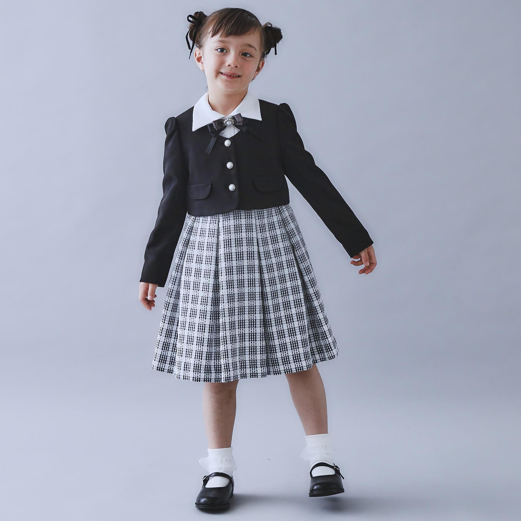 THE SHOP TK「【120-130/3点セット】ジャケット＆チェックワンピース/入園・卒園・入学」|ワンピース|ブラック(019)