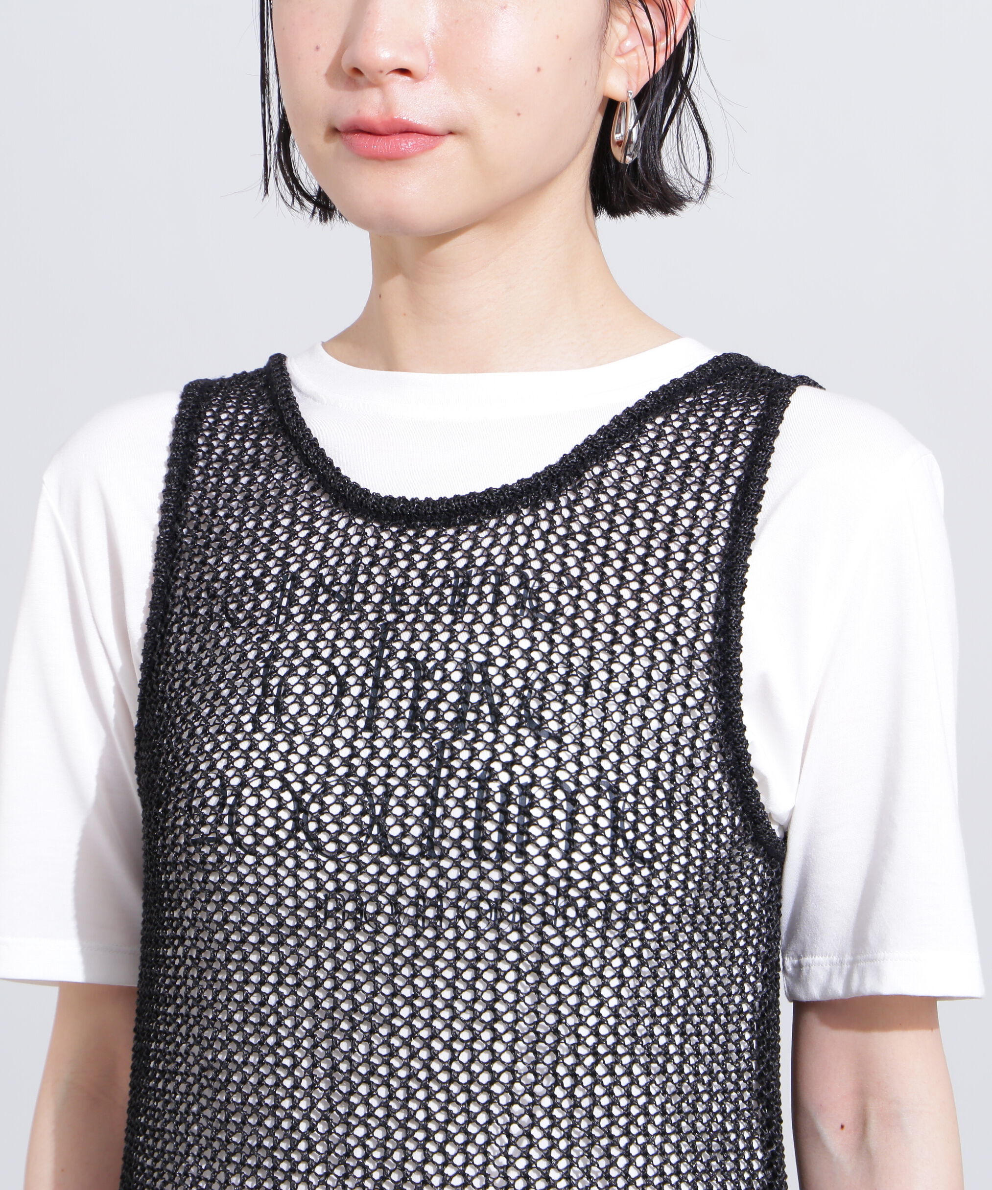  「メッシュレイヤードニットワンピース」|ワンピース|