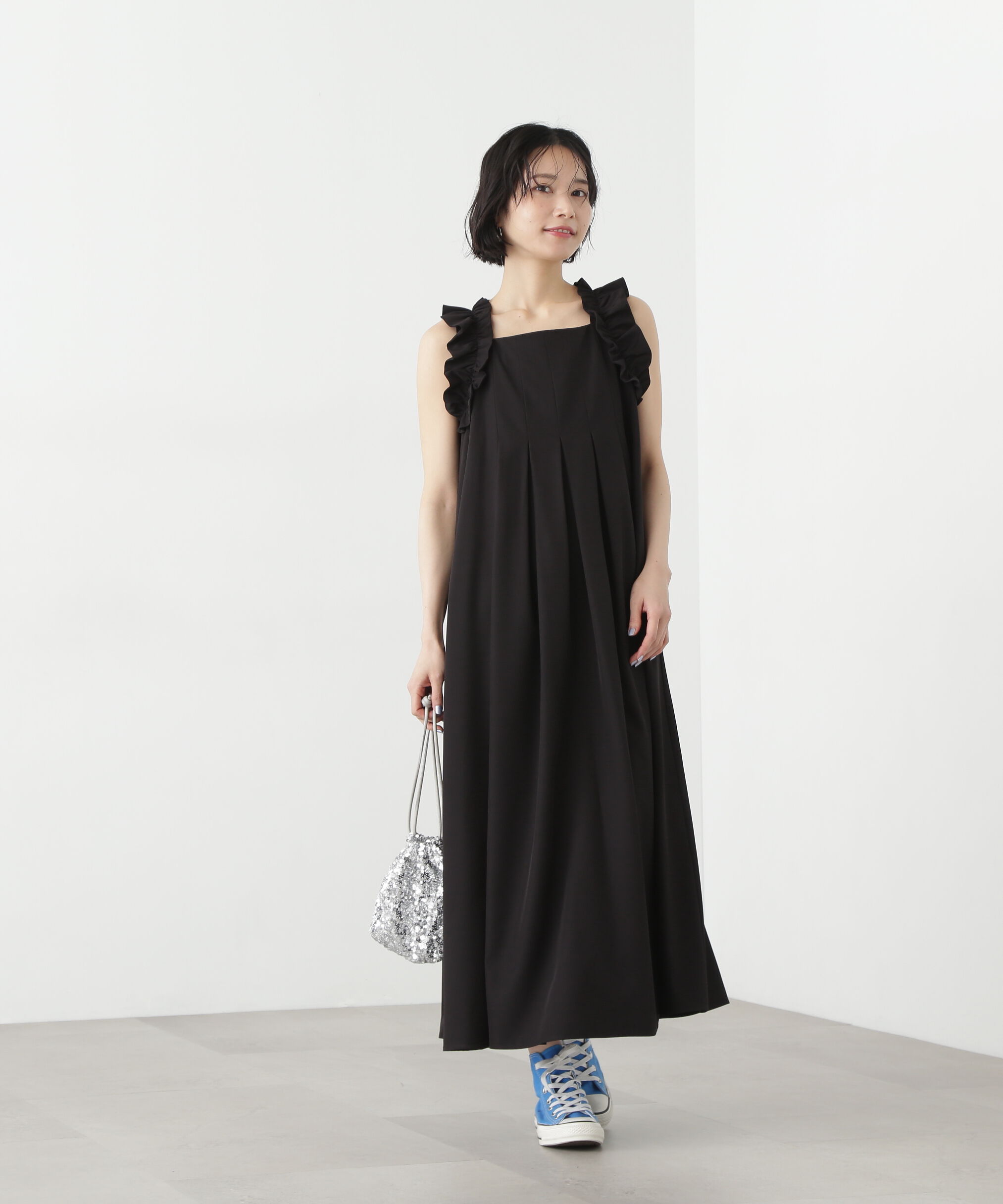  「ラッフルショルダーワンピース」|ワンピース|